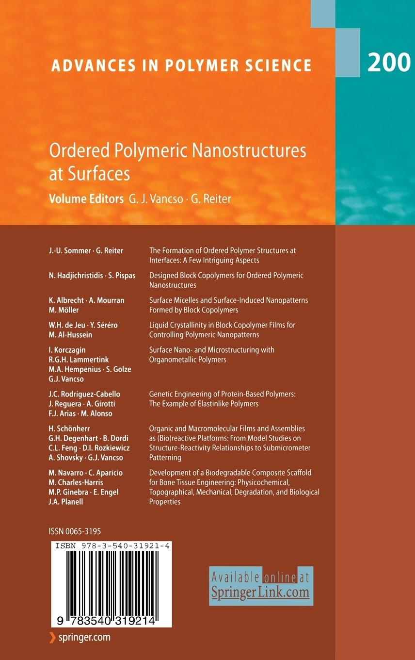 Rückseitencover Ordered Polymeric Nanostructures at Surfaces