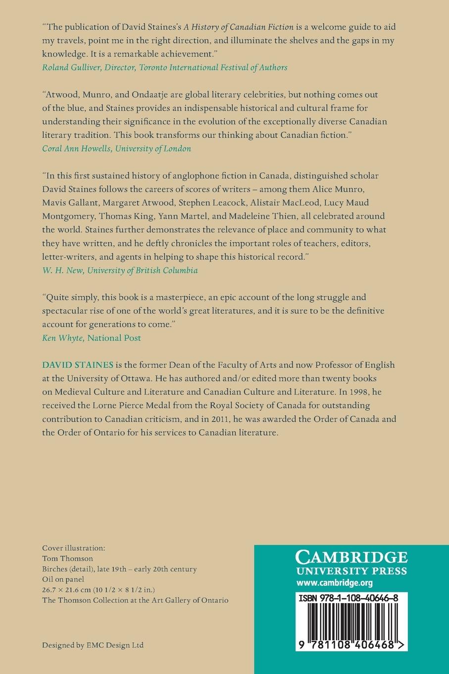 Rückseitencover A History of Canadian Fiction