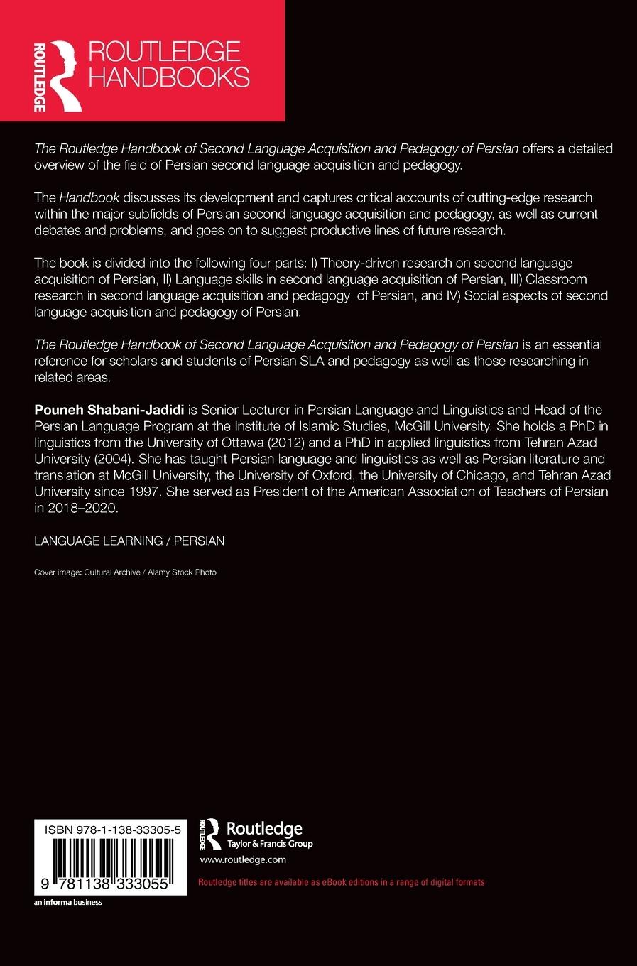 Rückseitencover The Routledge Handbook of Second Language Acquisition and Pedagogy of Persian