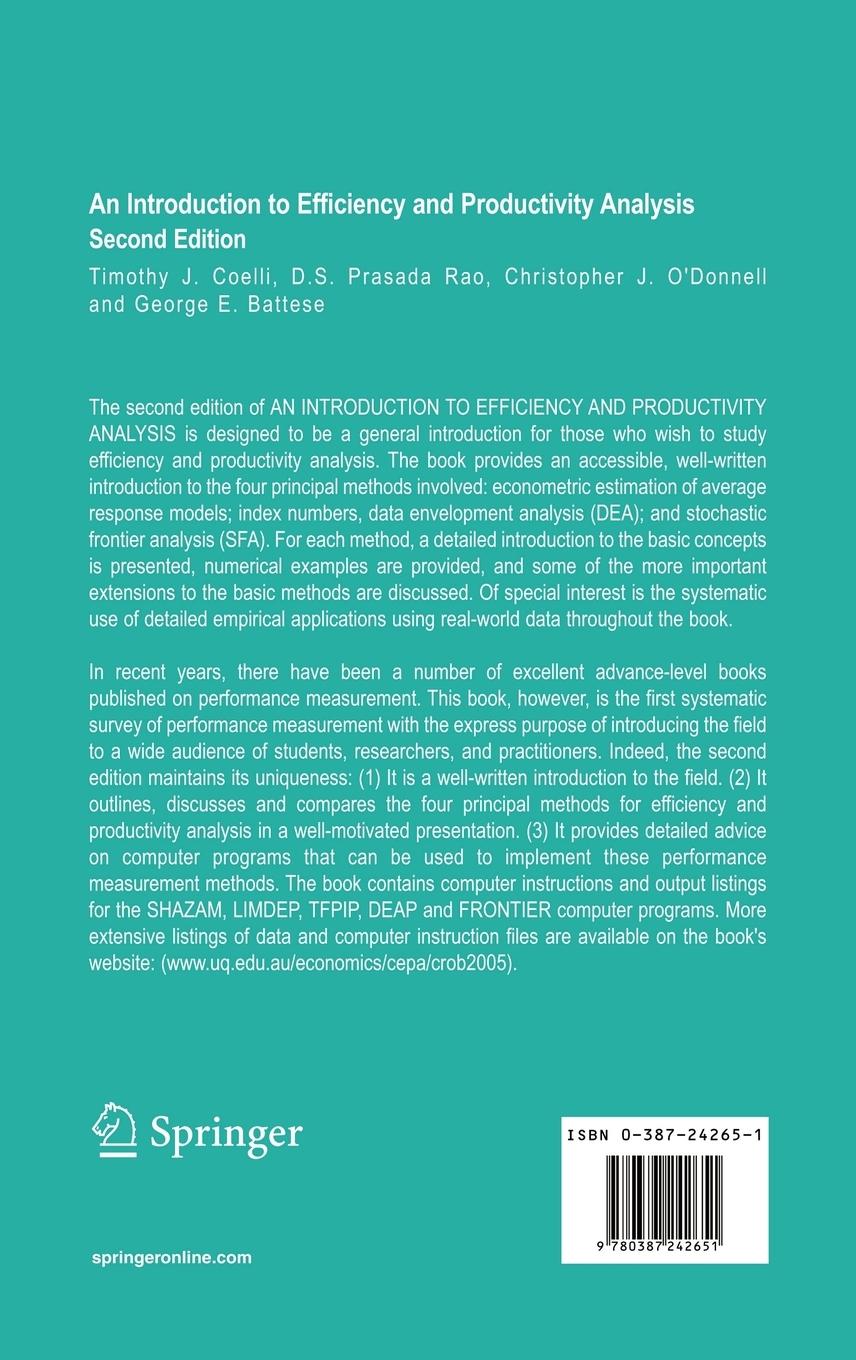Rückseitencover An Introduction to Efficiency and Productivity Analysis