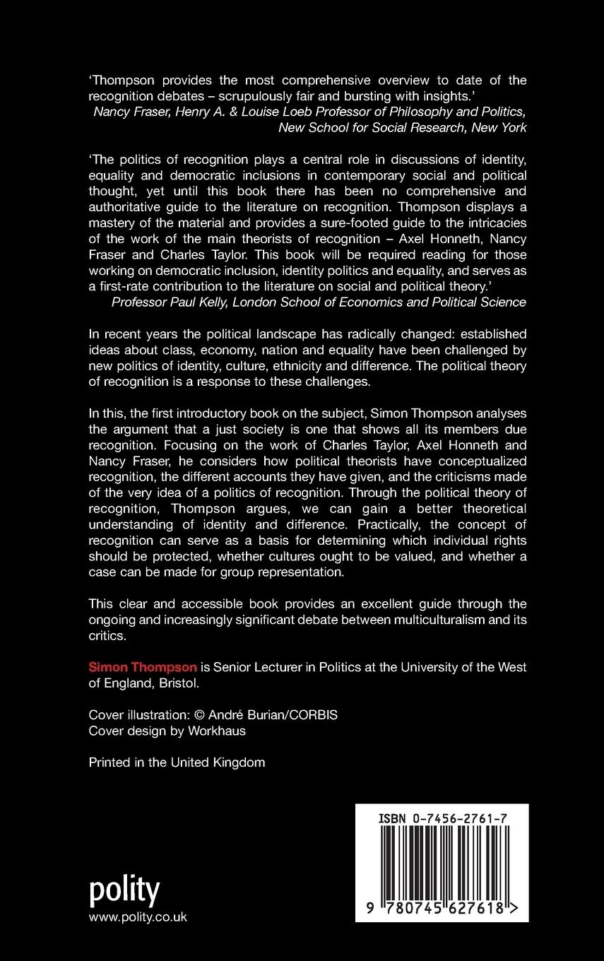 Rückseitencover The Political Theory of Recognition
