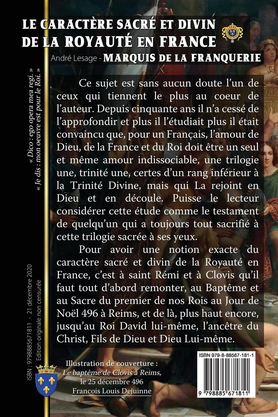 Rückseitencover Le caractère sacré et divin de la royauté en France