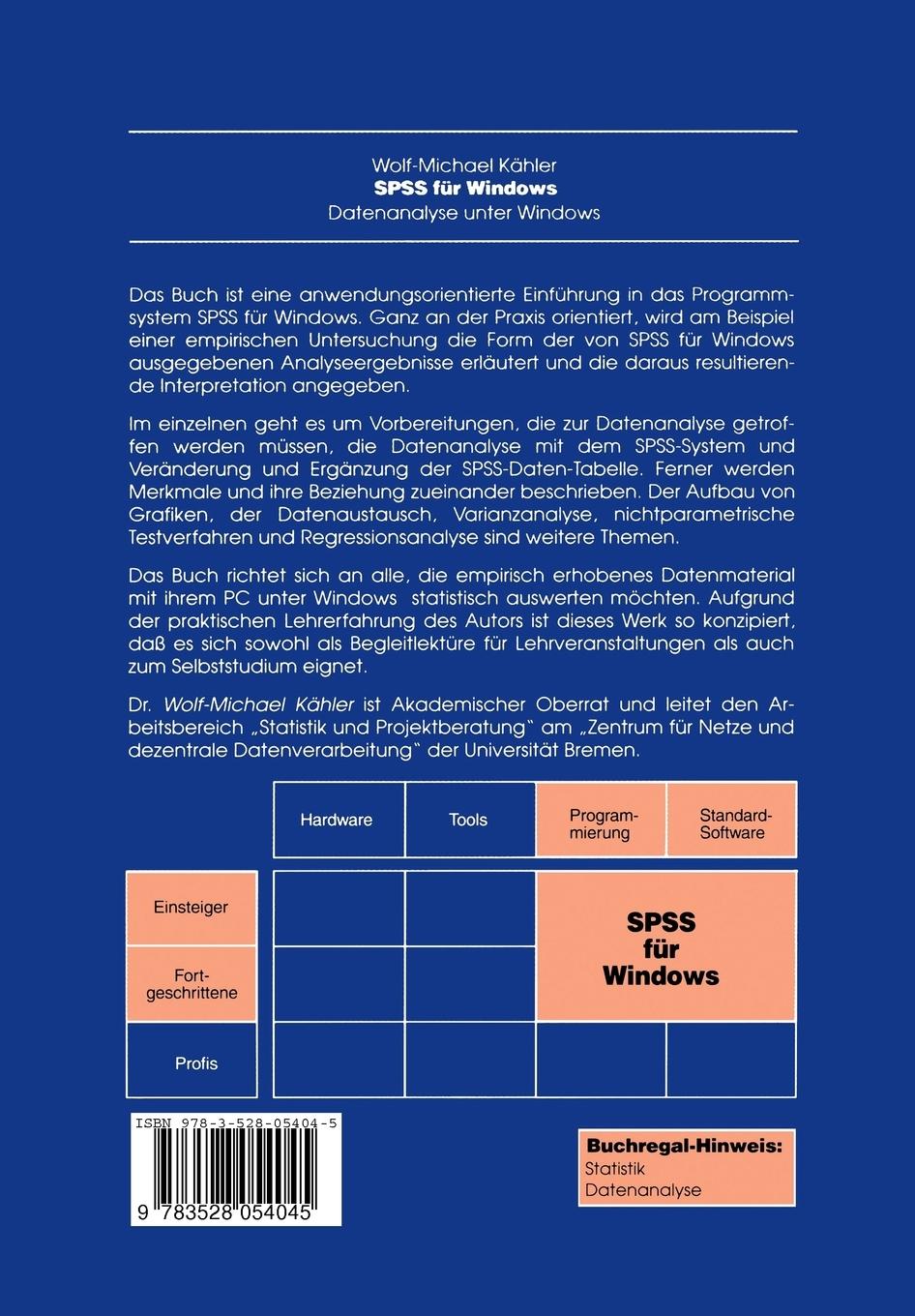 Rückseitencover SPSS für Windows