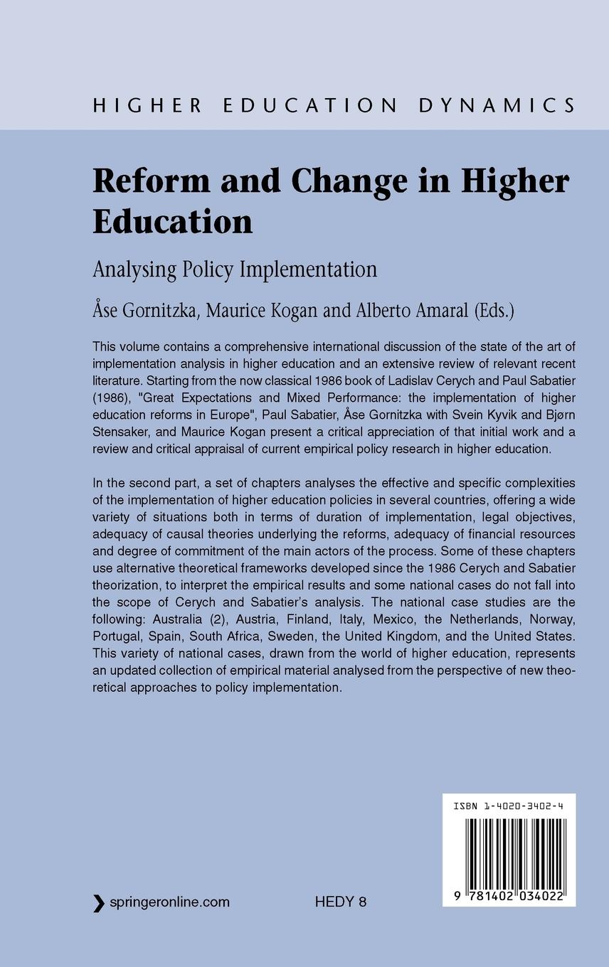 Rückseitencover Reform and Change in Higher Education