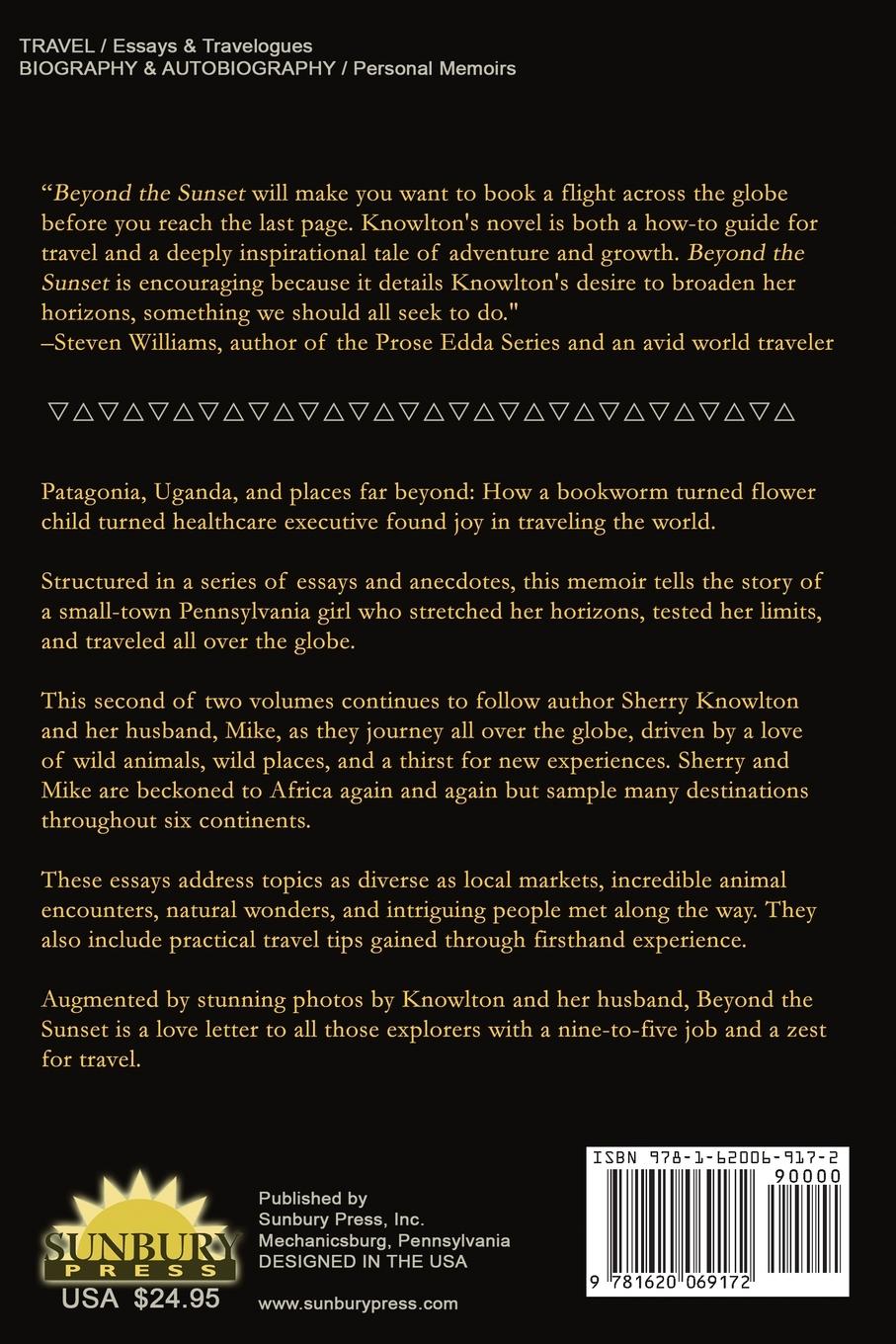Rückseitencover Beyond the Sunset, a travel memoir