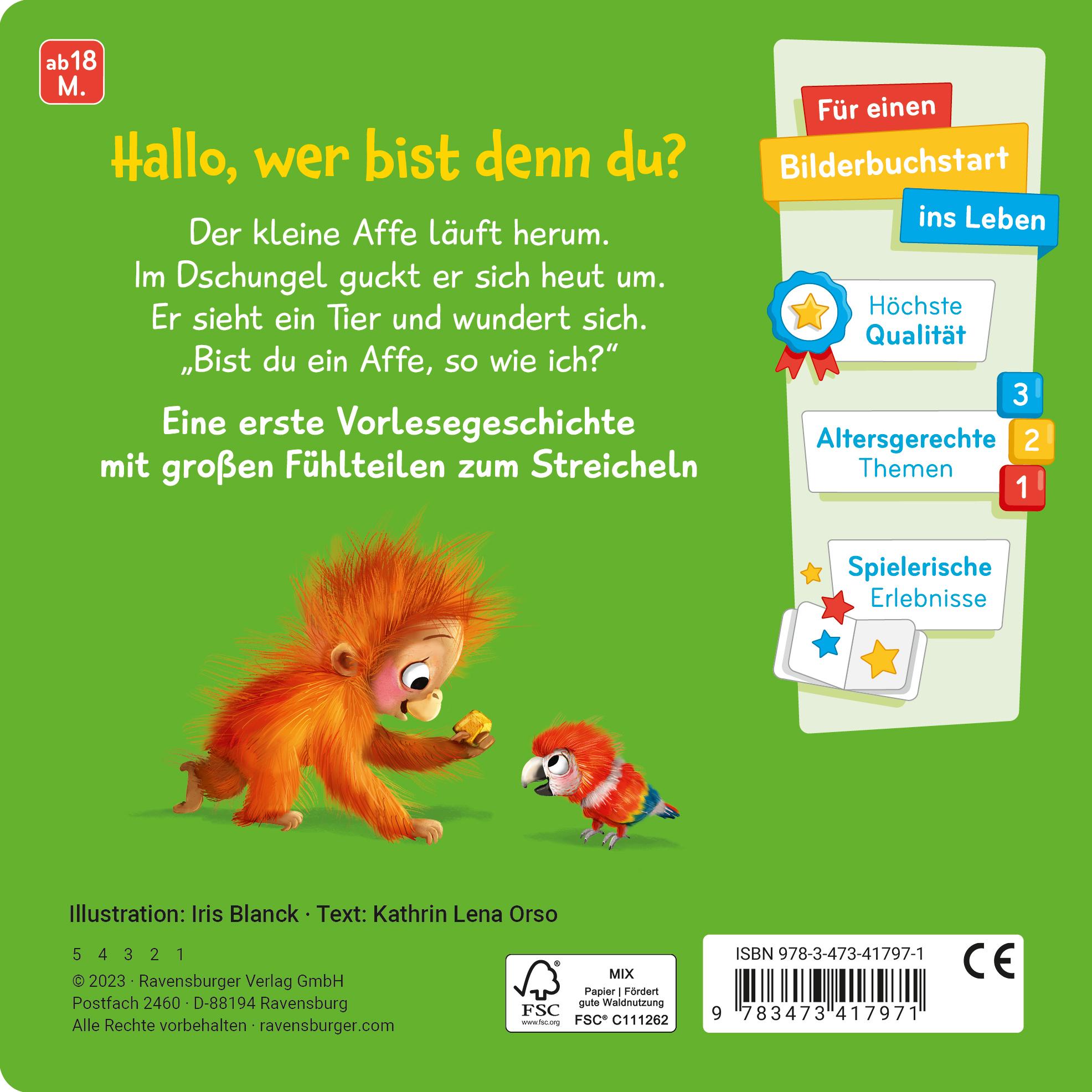 Rückseitencover Mein erstes Vorlese-Fühlbuch - Bist du ein Affe?