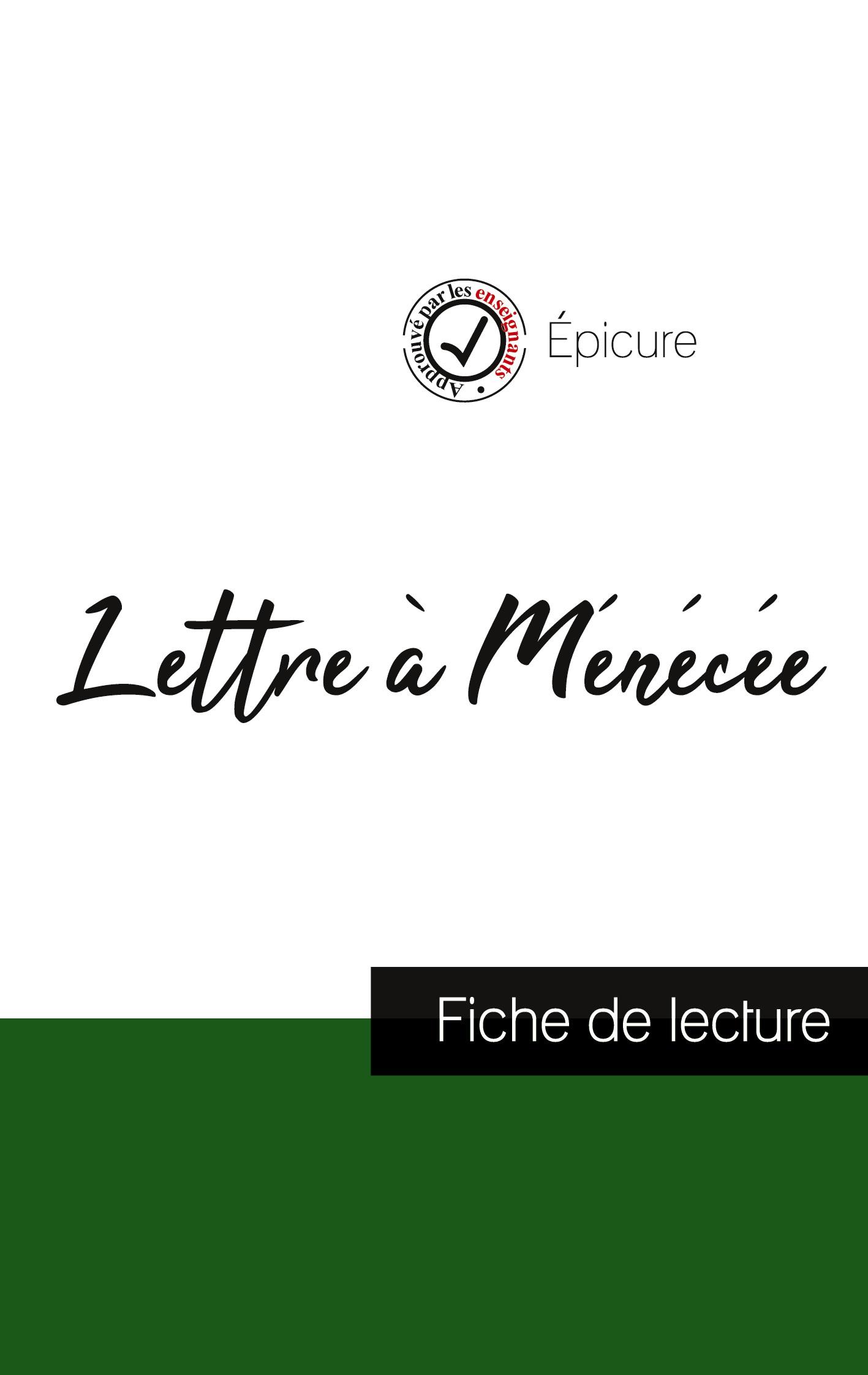 Vorderes Coverbild Lettre à Ménécée de Épicure (fiche de lecture et analyse complète de l'oeuvre)