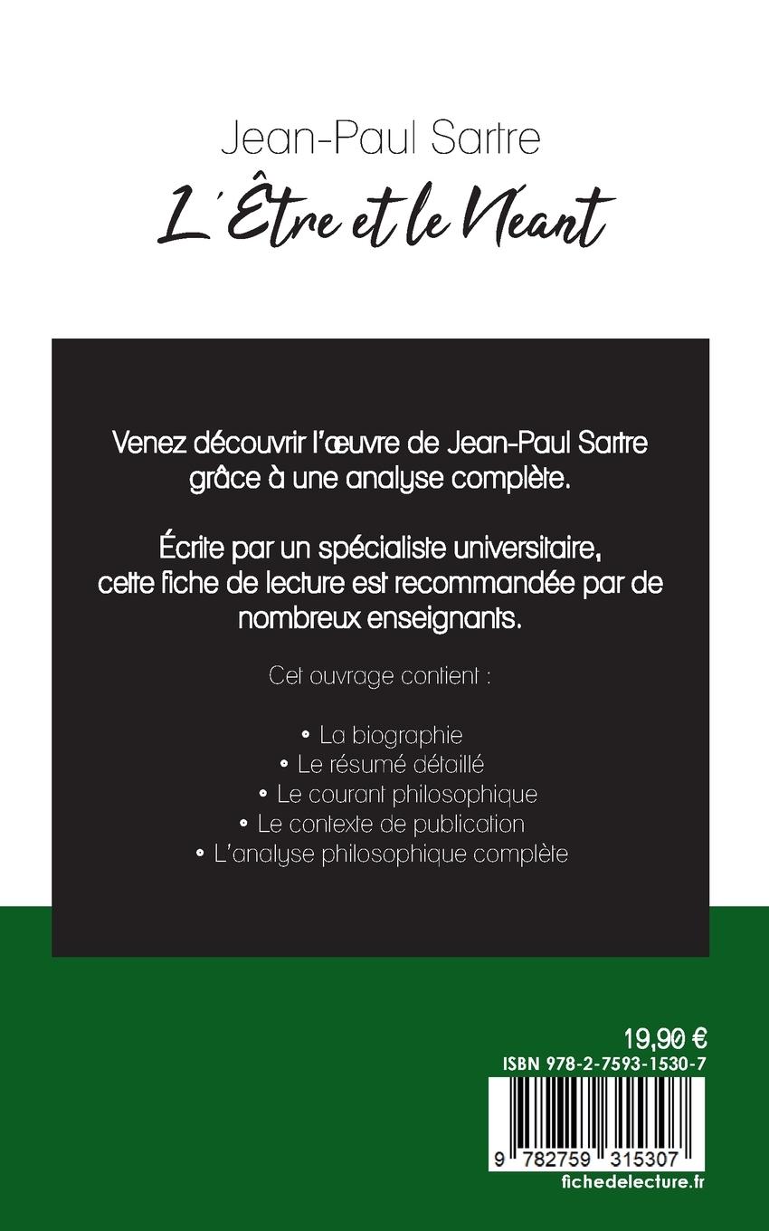 Rückseitencover L'Être et le Néant de Jean-Paul Sartre (fiche de lecture et analyse complète de l'oeuvre)