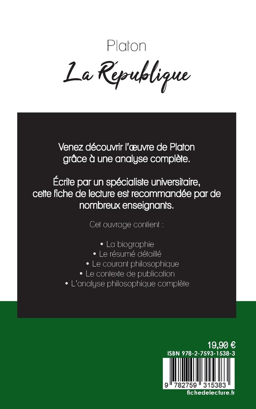 Rückseitencover La République de Platon (fiche de lecture et analyse complète de l'oeuvre)
