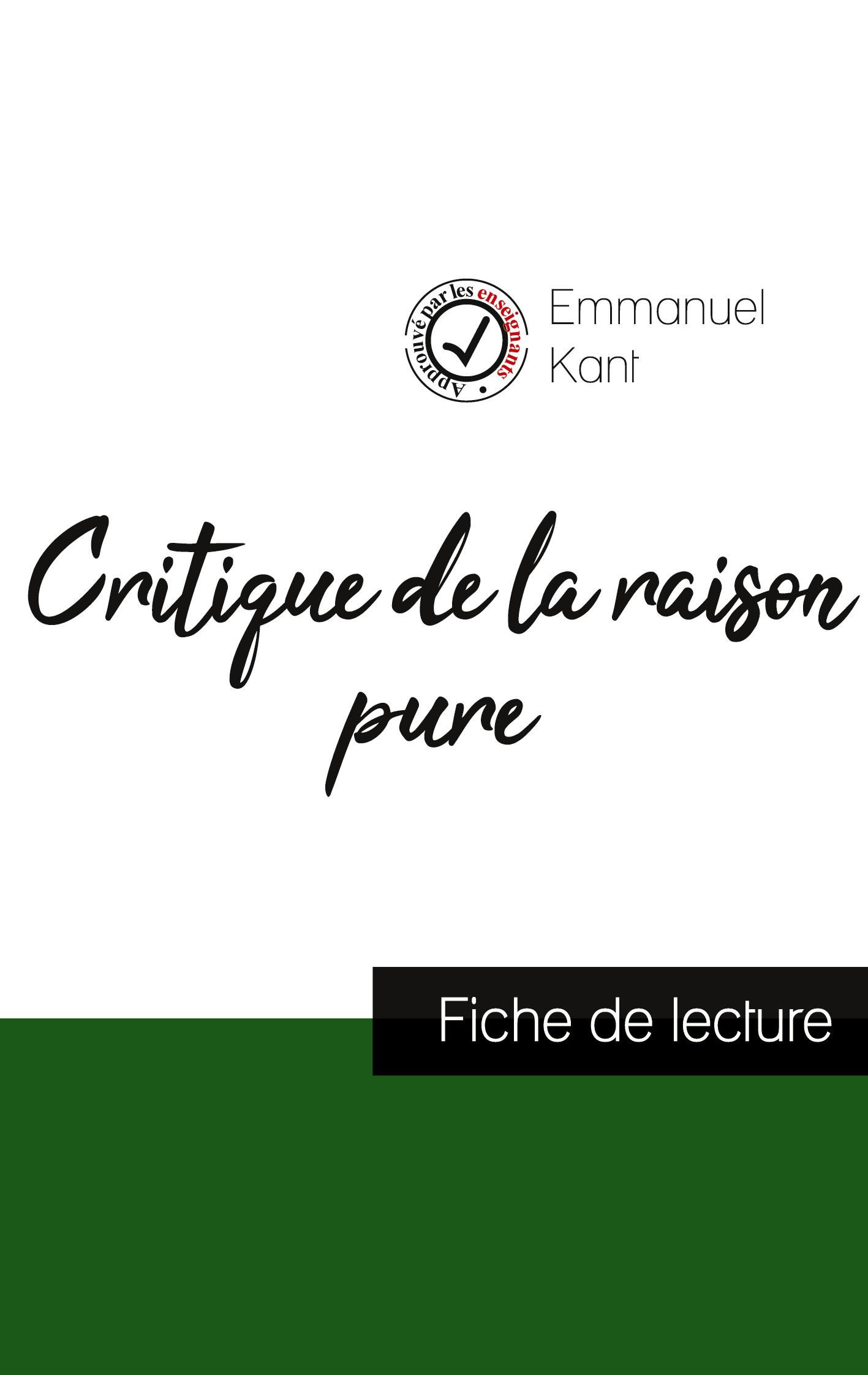 Vorderes Coverbild Critique de la raison pure de Kant (fiche de lecture et analyse complète de l'oeuvre)