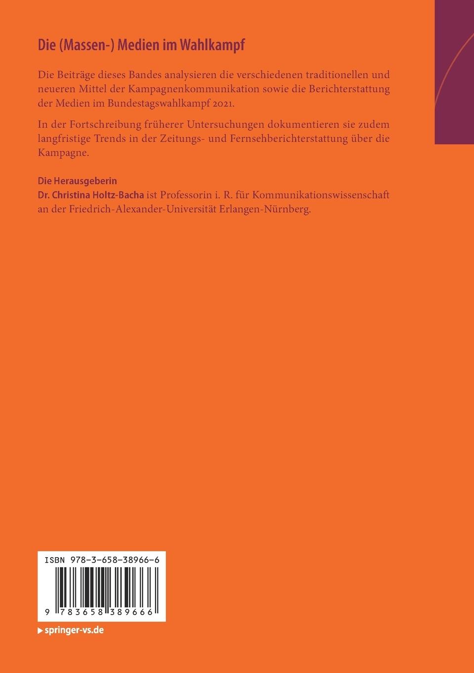 Rückseitencover Die (Massen-) Medien im Wahlkampf