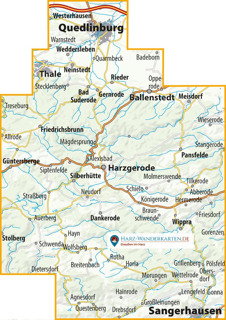 Beispielinhalt (Bild) Ostharz 1 : 30 000 Wander- und Fahrradkarte