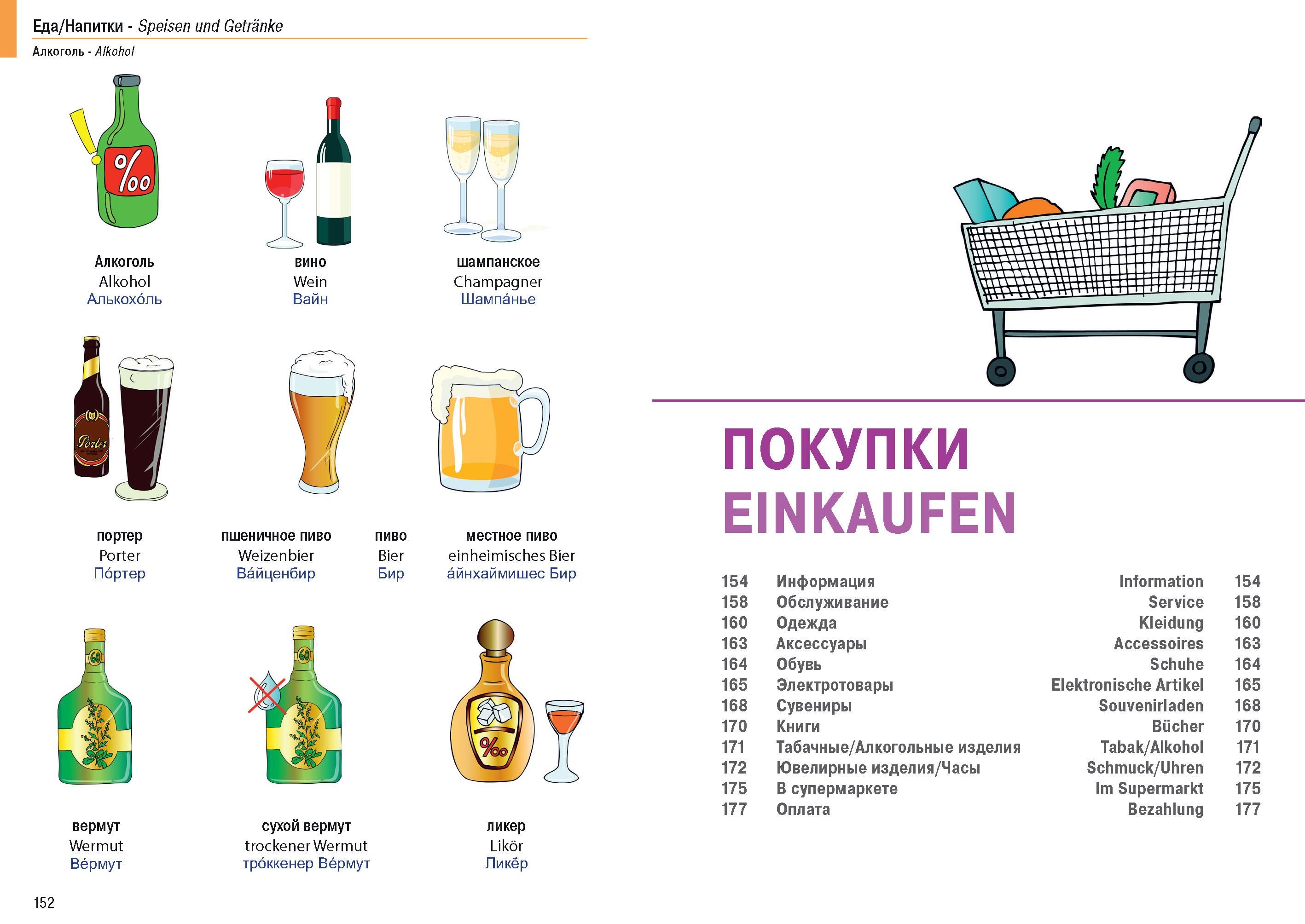Beispielinhalt (Bild) Illustrierter Sprachführer Russisch-Deutsch für Einwanderer