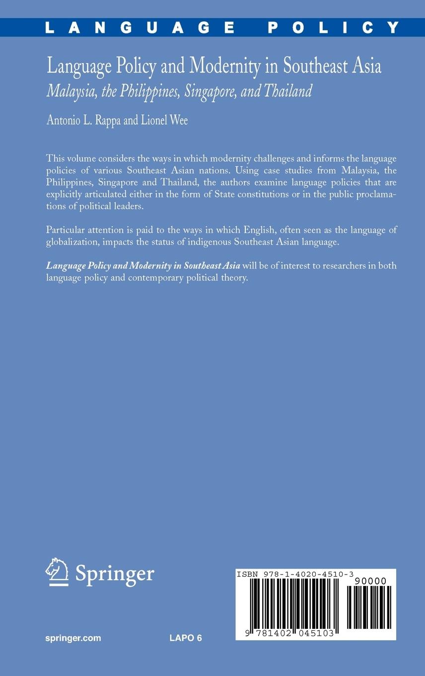 Rückseitencover Language Policy and Modernity in Southeast Asia