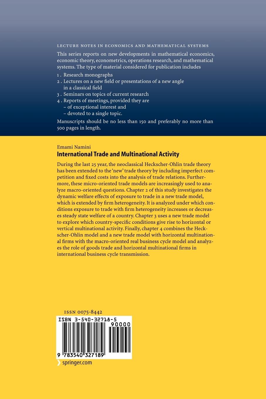 Rückseitencover International Trade and Multinational Activity