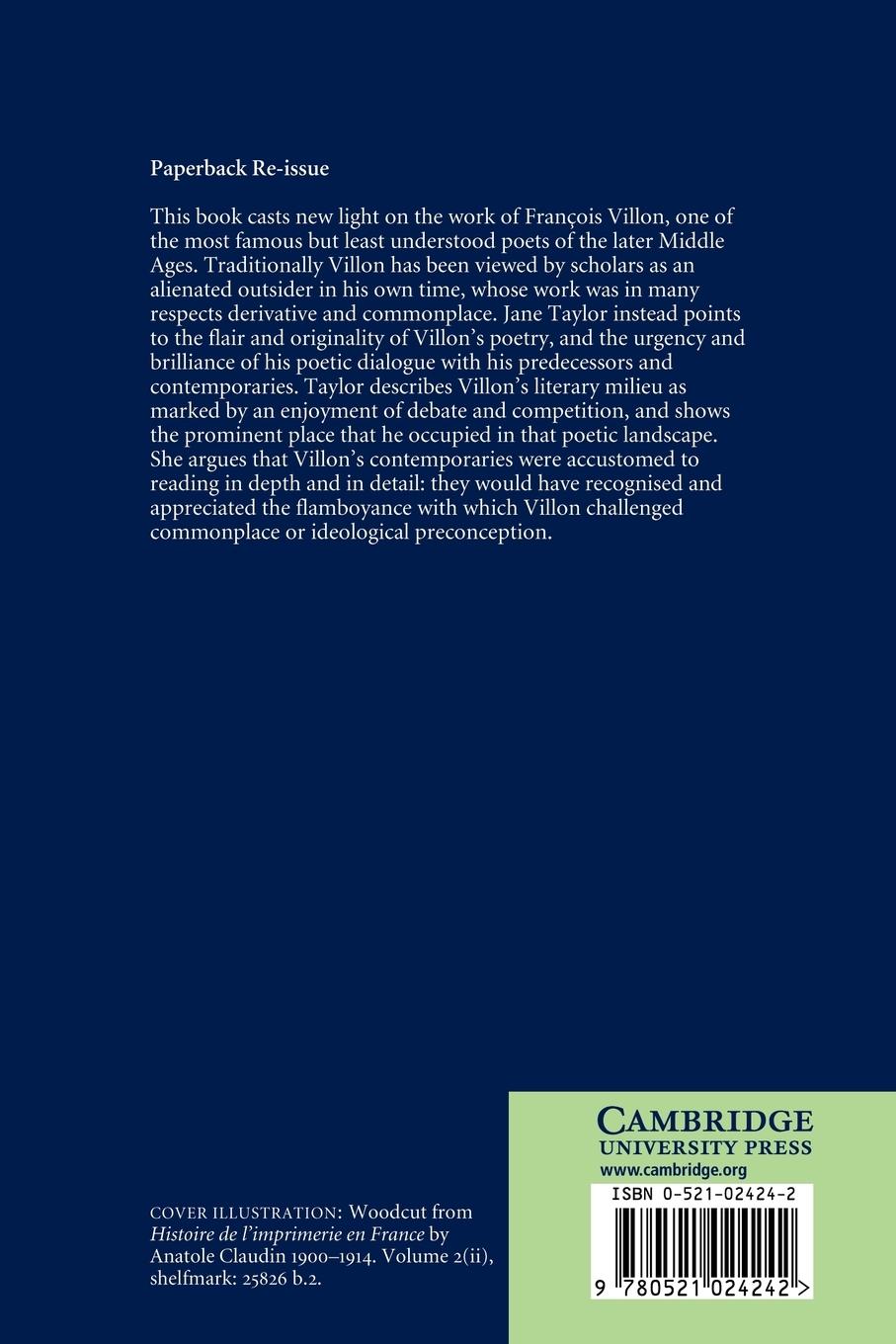 Rückseitencover The Poetry of Fran OIS Villon