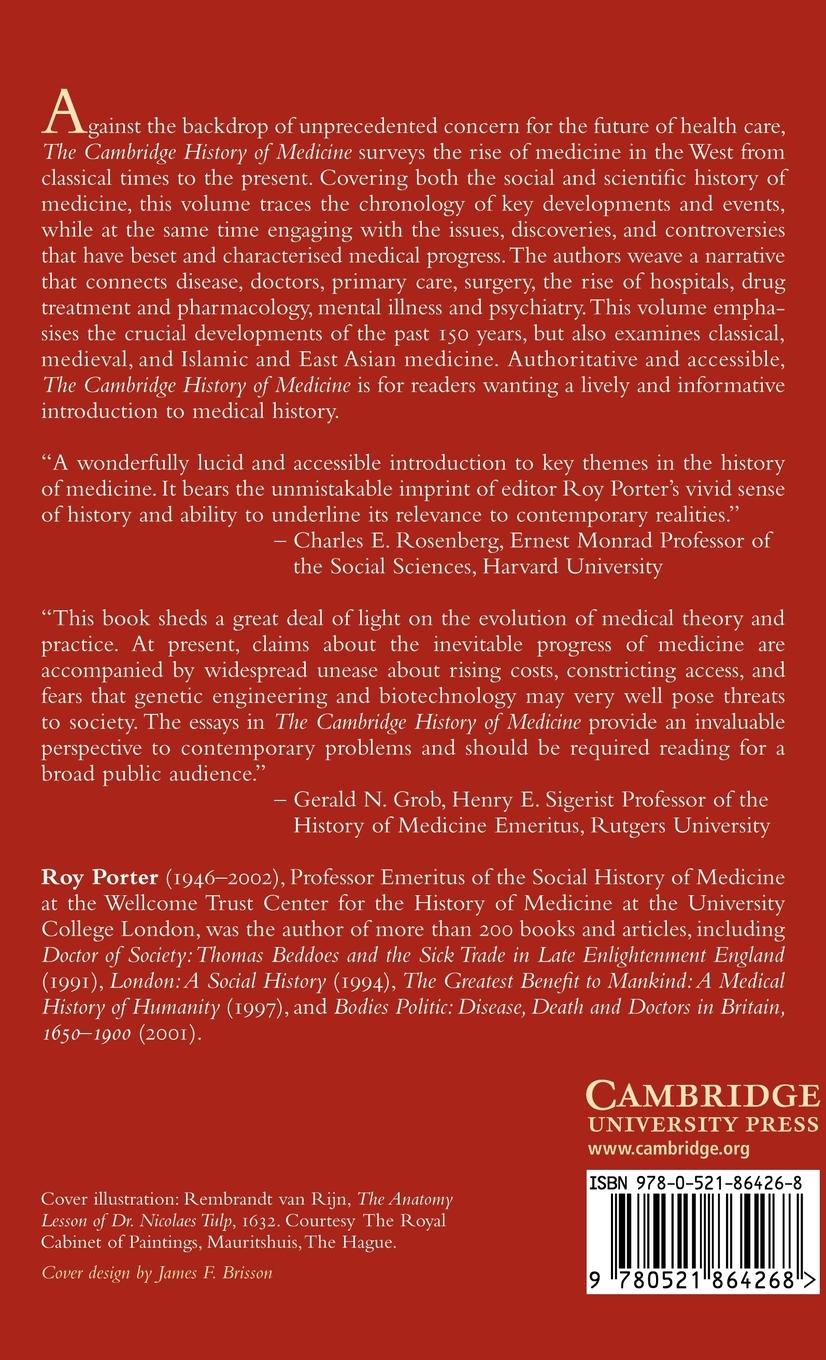 Rückseitencover The Cambridge History of Medicine
