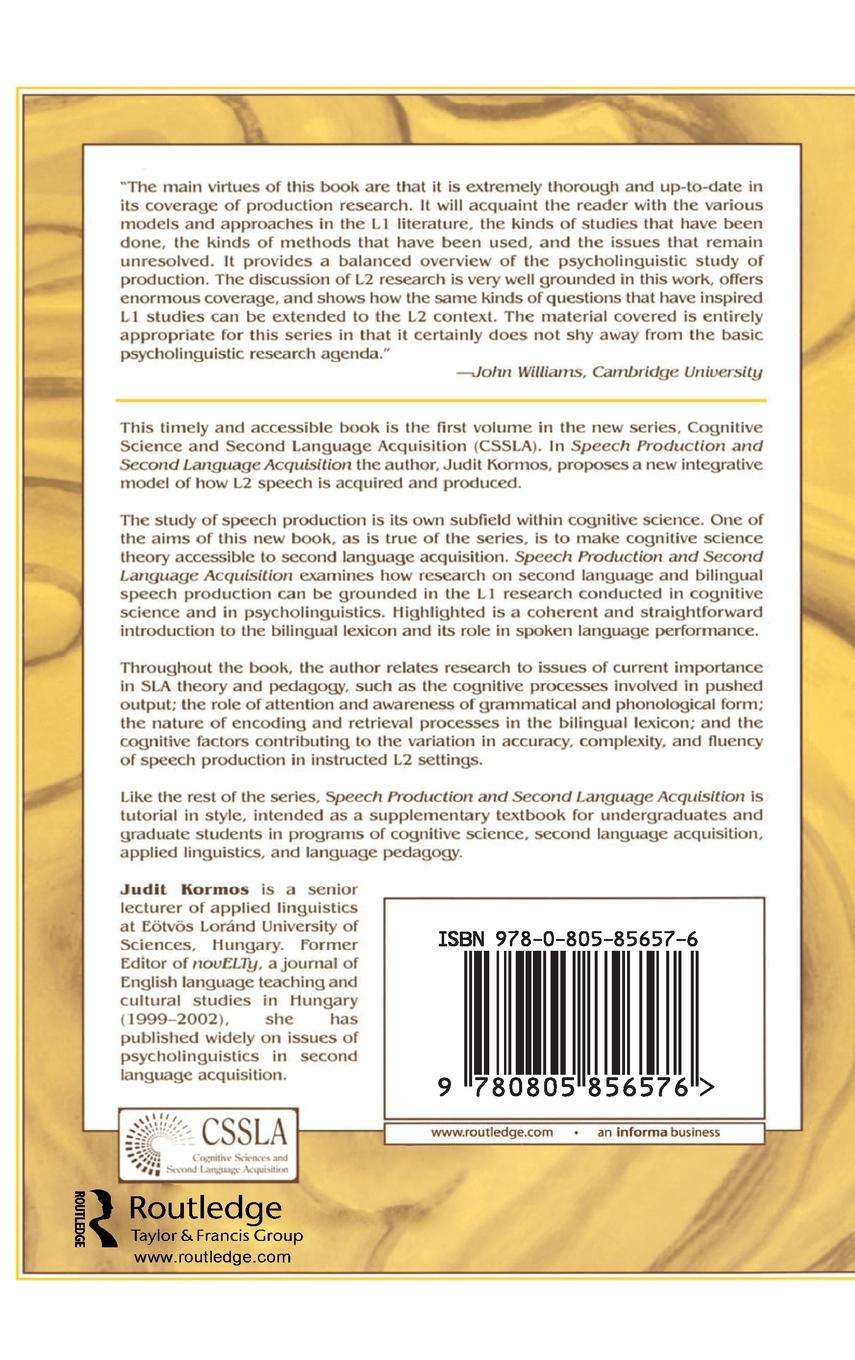 Rückseitencover Speech Production and Second Language Acquisition