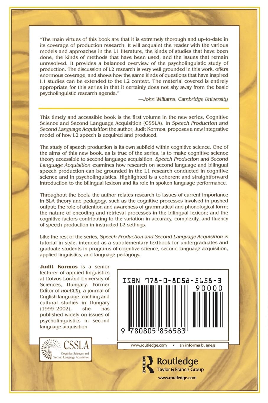 Rückseitencover Speech Production and Second Language Acquisition