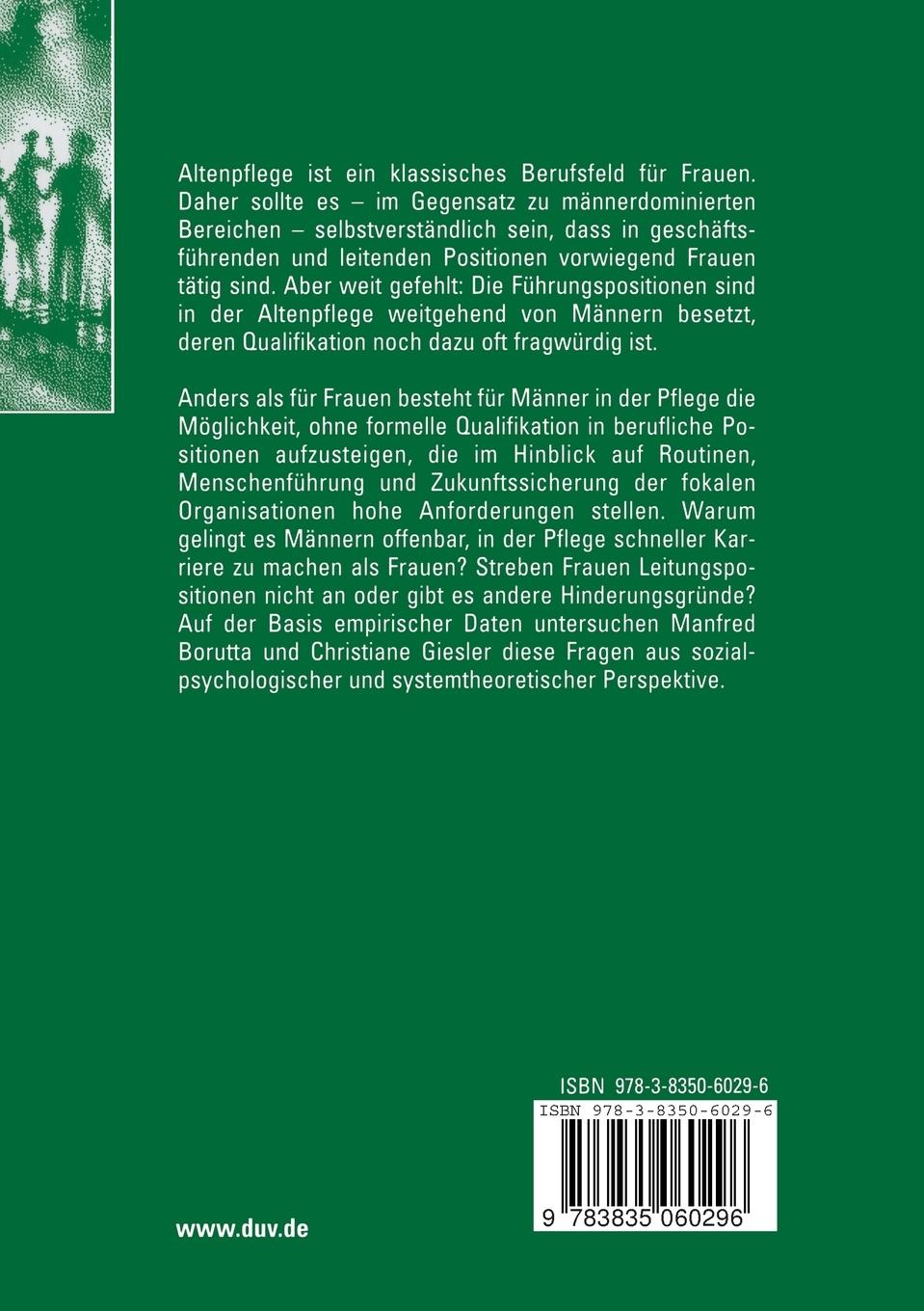 Rückseitencover Karriereverläufe von Frauen und Männern in der Altenpflege