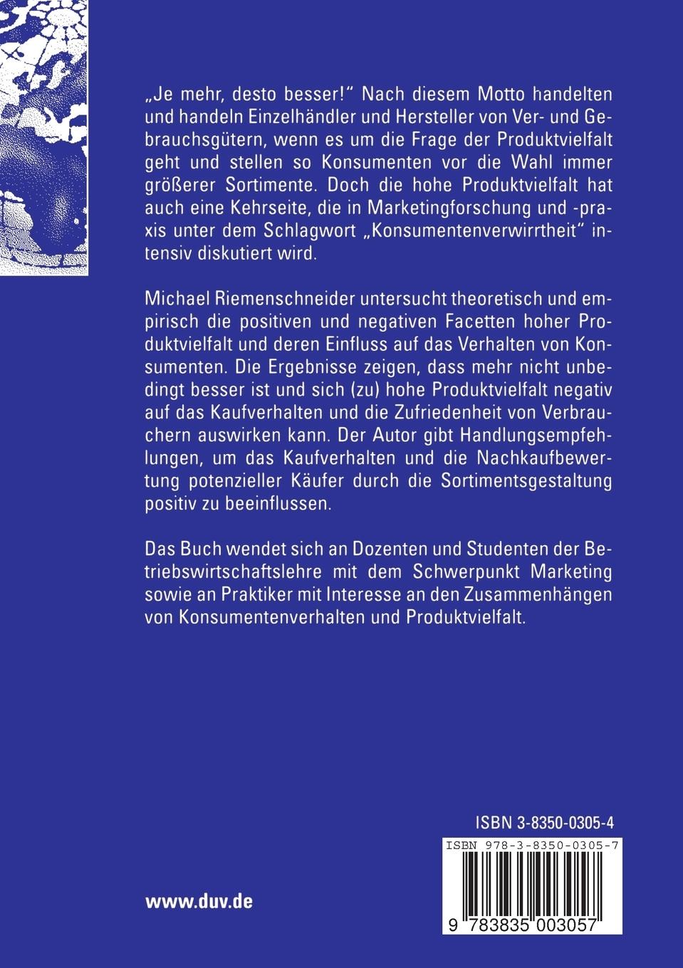 Rückseitencover Der Wert von Produktvielfalt