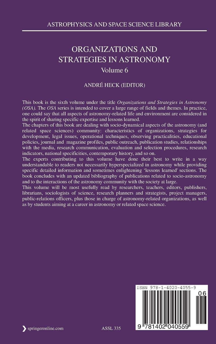 Rückseitencover Organizations and Strategies in Astronomy 6
