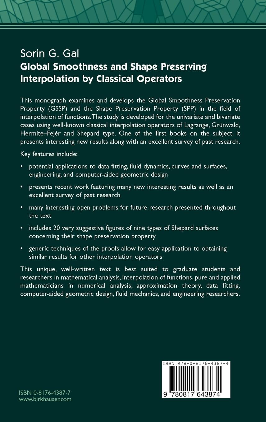 Rückseitencover Global Smoothness and Shape Preserving Interpolation by Classical Operators