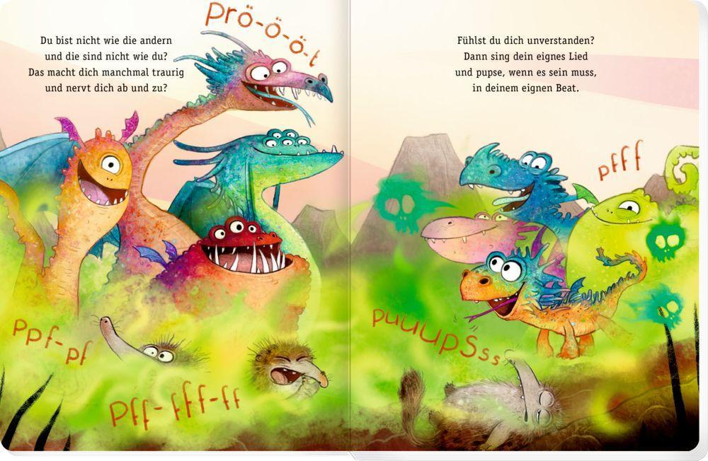 Beispielinhalt (Bild) Furzipups, der Knatterdrache (Pappbilderbuch Miniausgabe)