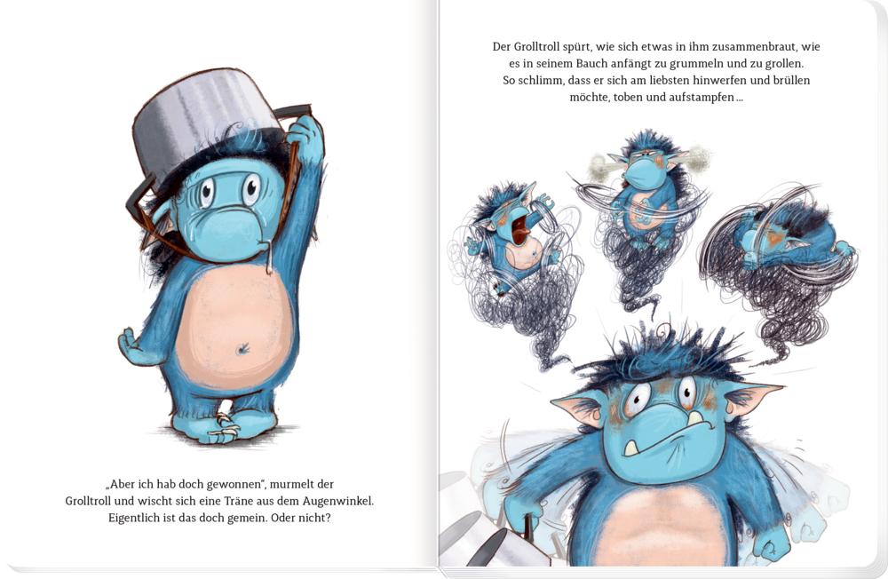 Beispielinhalt (Bild) Der Grolltroll ... will Erster sein! (Pappbilderbuch)