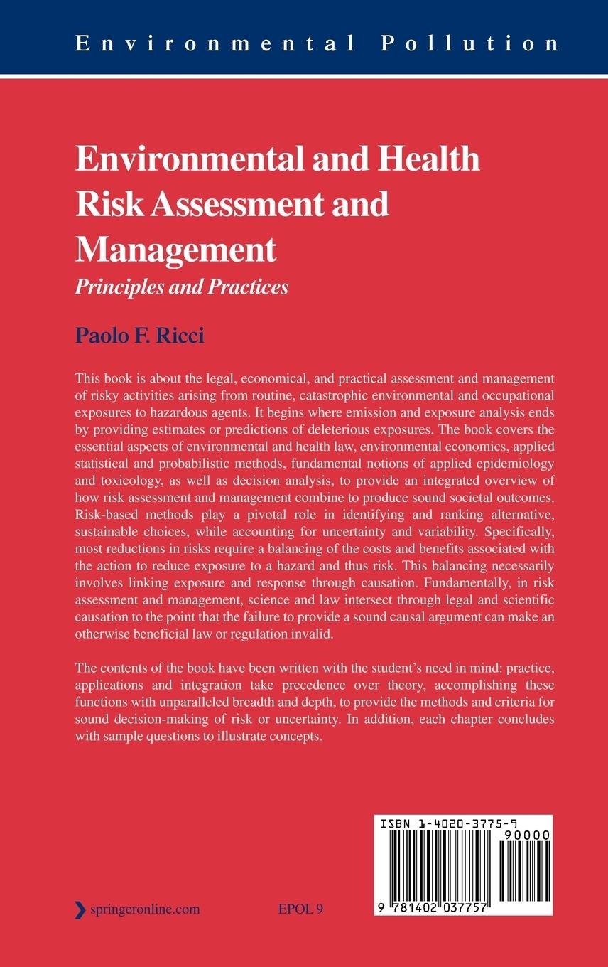 Rückseitencover Environmental and Health Risk Assessment and Management