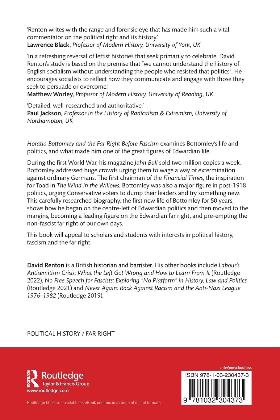 Rückseitencover Horatio Bottomley and the Far Right Before Fascism
