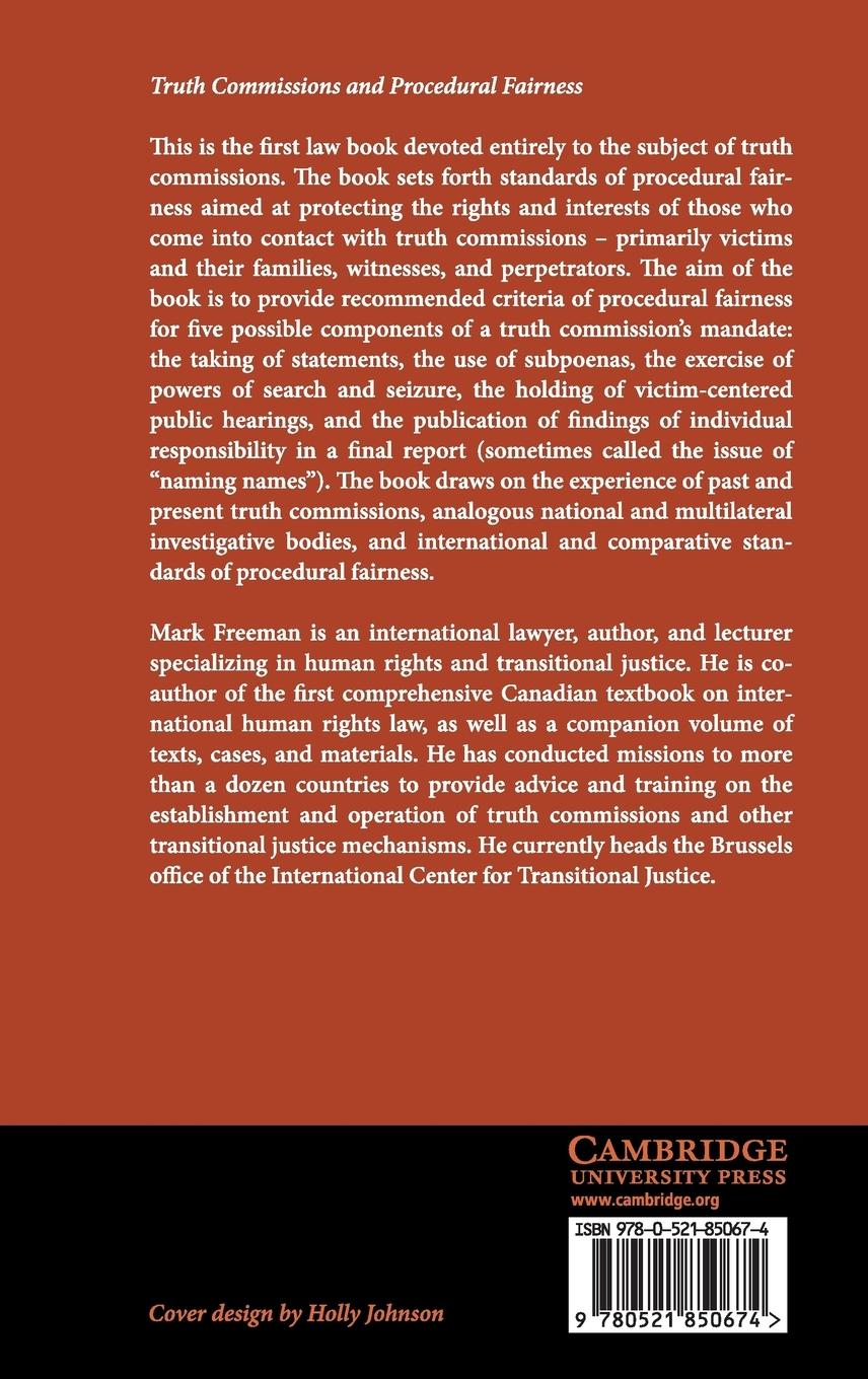 Rückseitencover Truth Commissions and Procedural Fairness