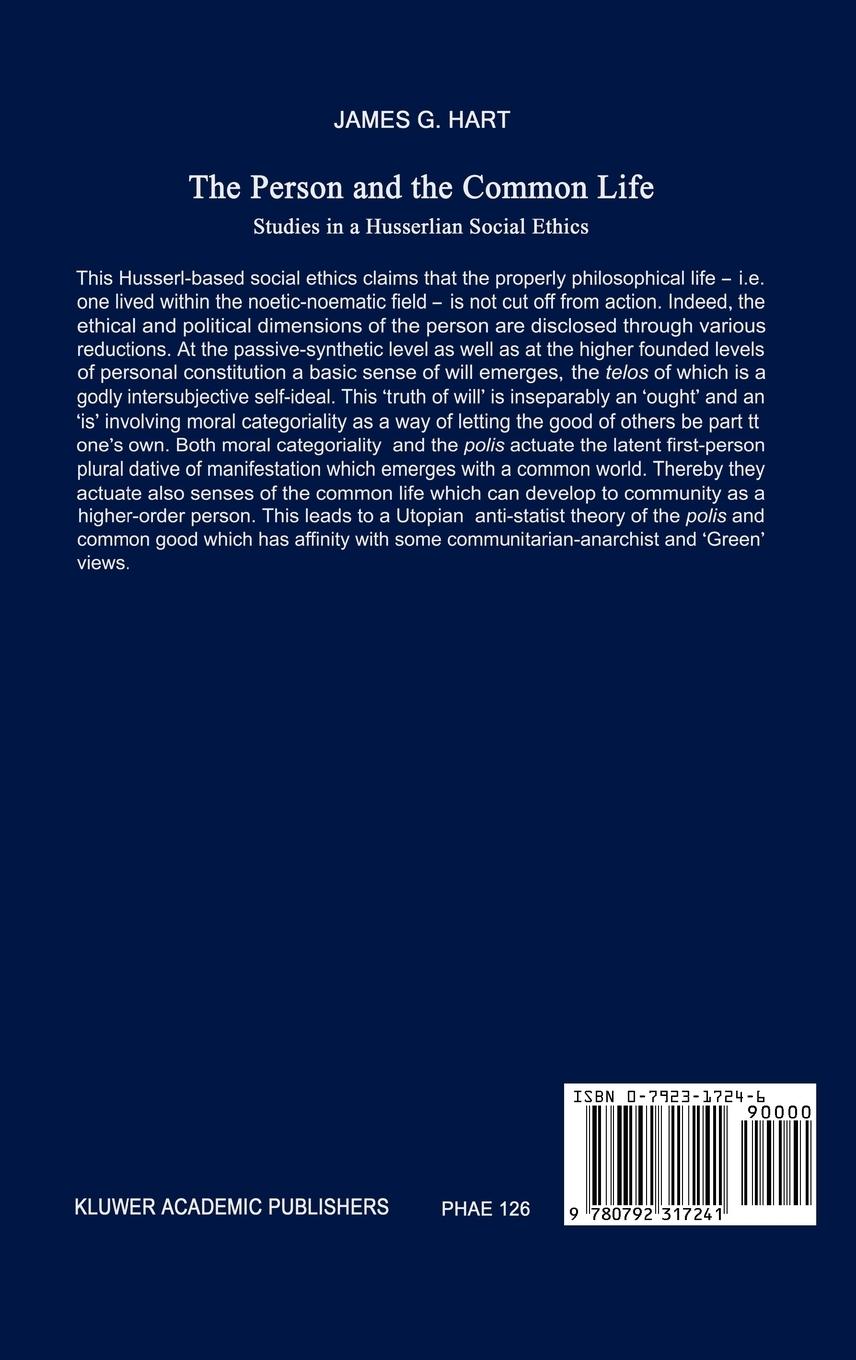 Rückseitencover The Person and the Common Life