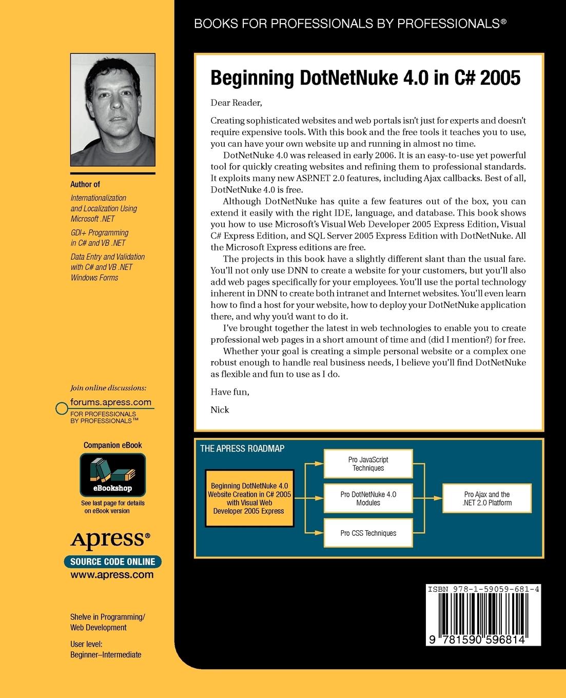 Rückseitencover Beginning DotNetNuke 4.0 Website Creation in C# 2005 with Visual Web Developer 2005 Express
