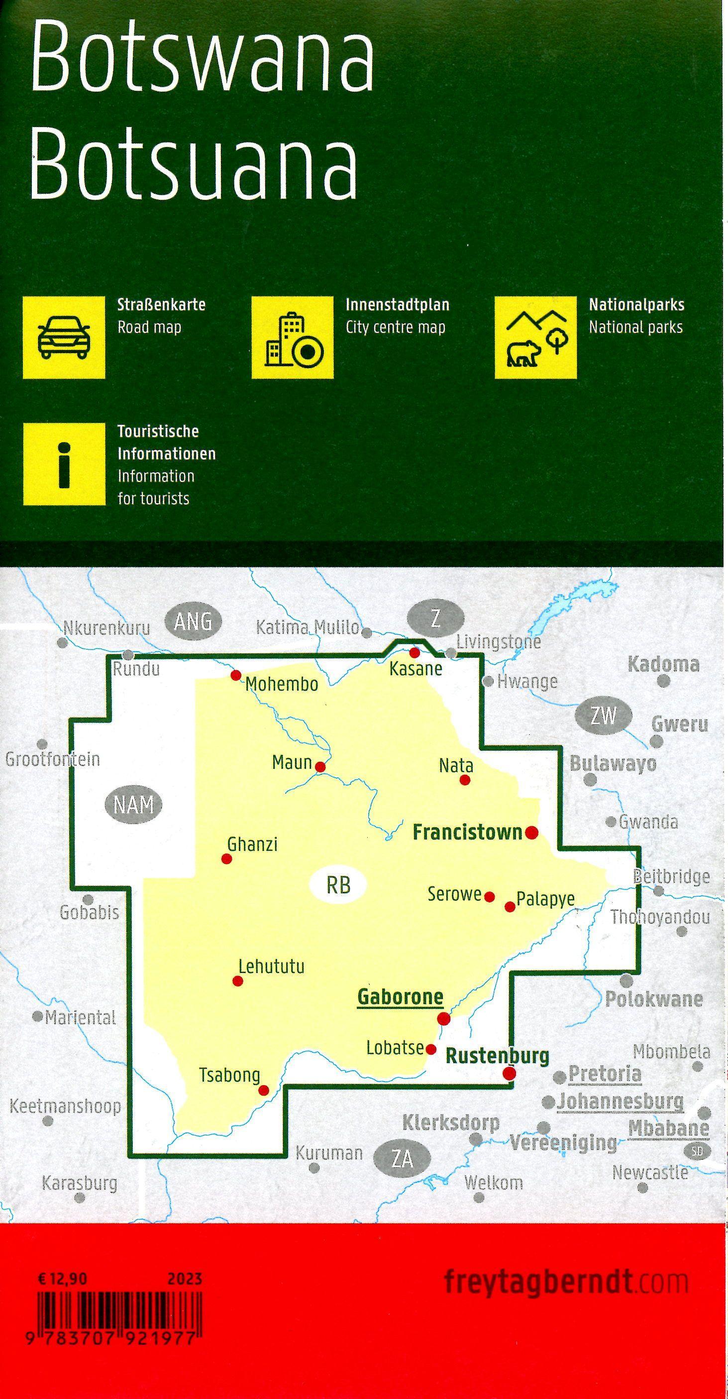 Beispielinhalt (Bild) Botsuana, Straßenkarte 1:1.100.000, freytag & berndt