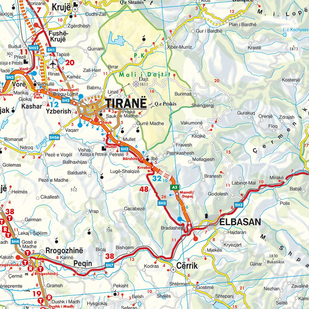 Beispielinhalt (Bild) Albanien, Straßenkarte 1:400.000, freytag & berndt