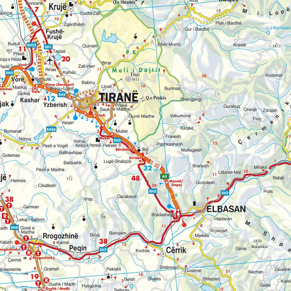 Beispielinhalt (Bild) Albanien, Straßenkarte 1:400.000, freytag & berndt