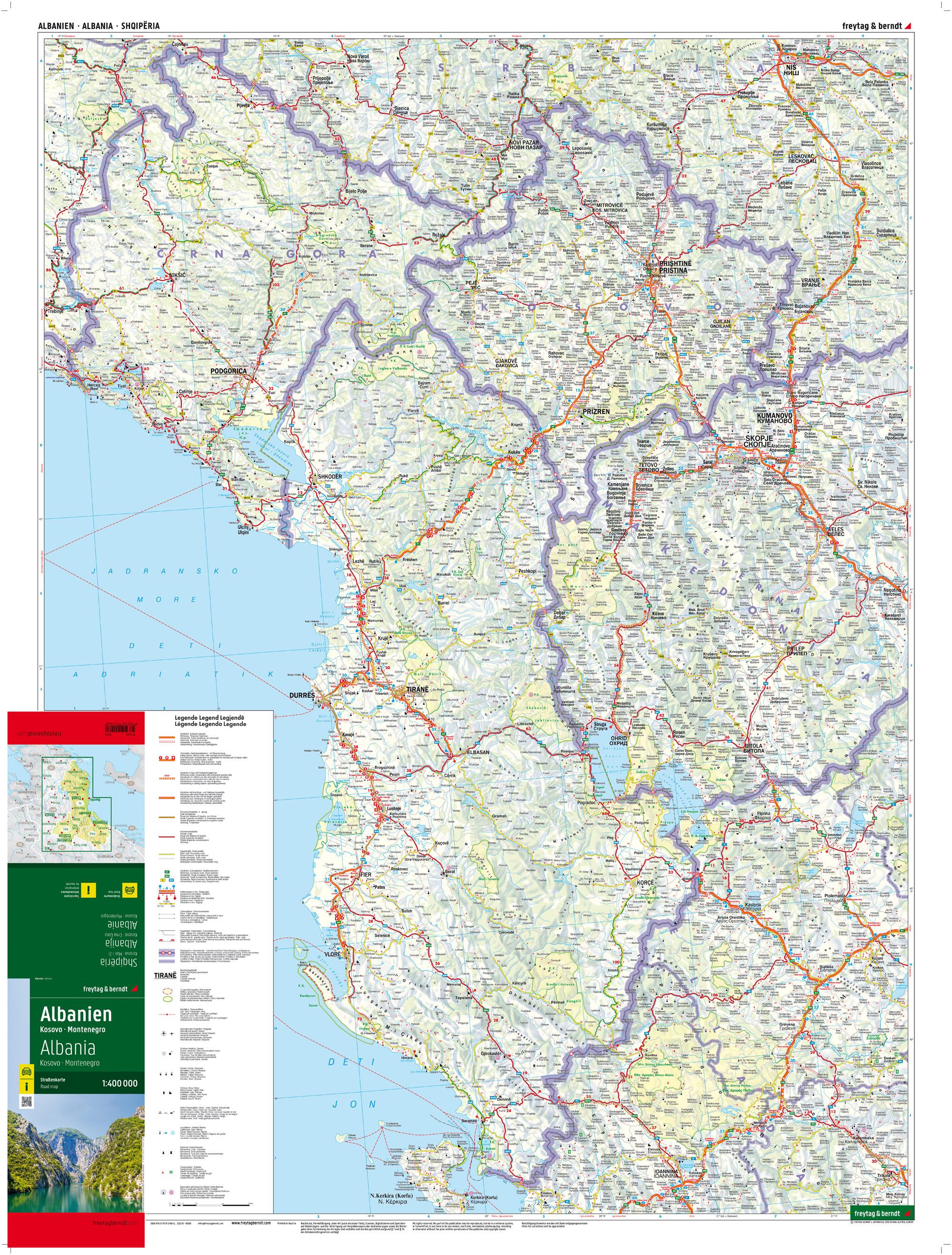 Beispielinhalt (Bild) Albanien, Straßenkarte 1:400.000, freytag & berndt