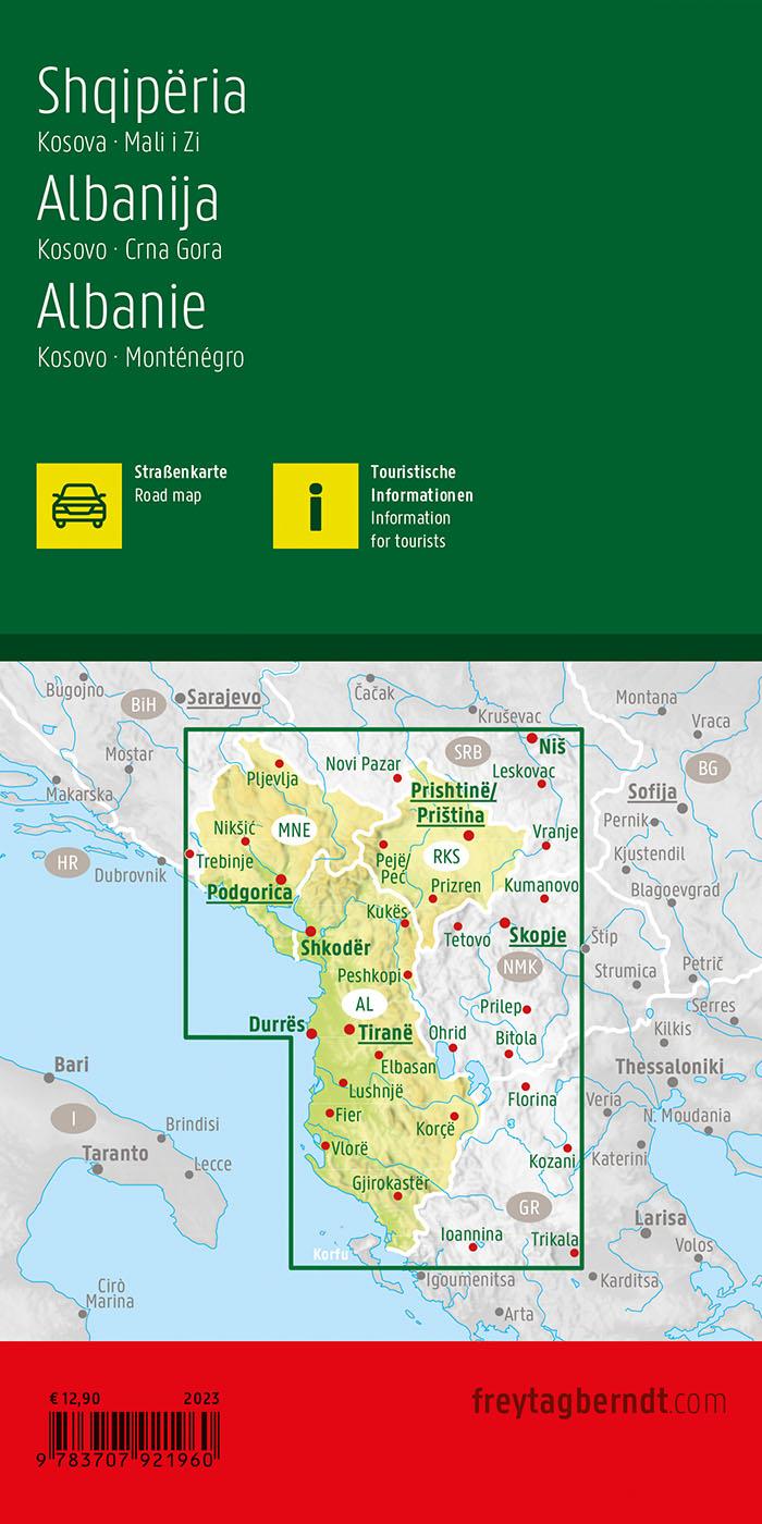 Rückseitencover Albanien, Straßenkarte 1:400.000, freytag & berndt