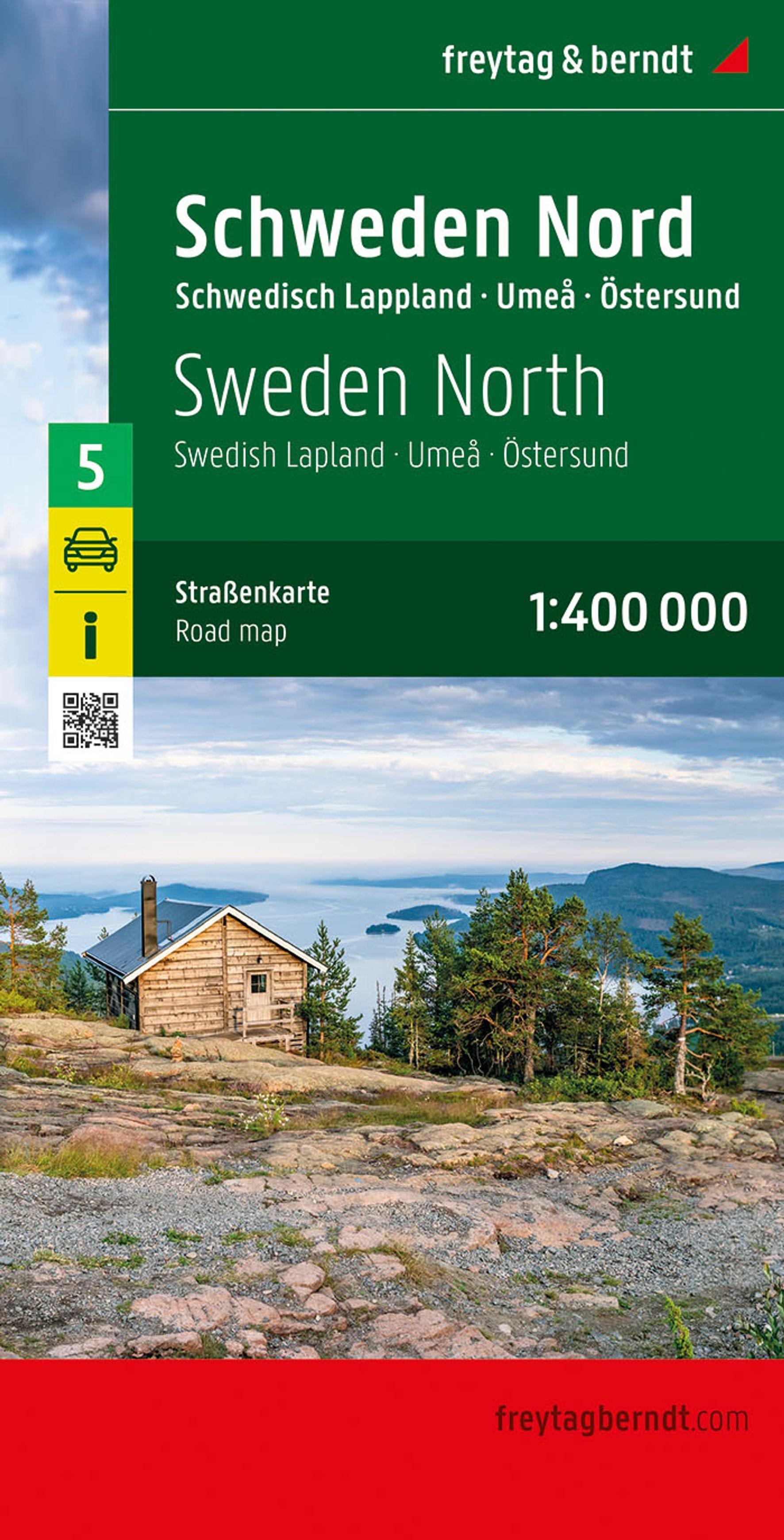 Vorderes Coverbild freytag & berndt Straßenkarte Schweden Nord, Schwedisch Lappland - Umeå - Östersund 1:400.000