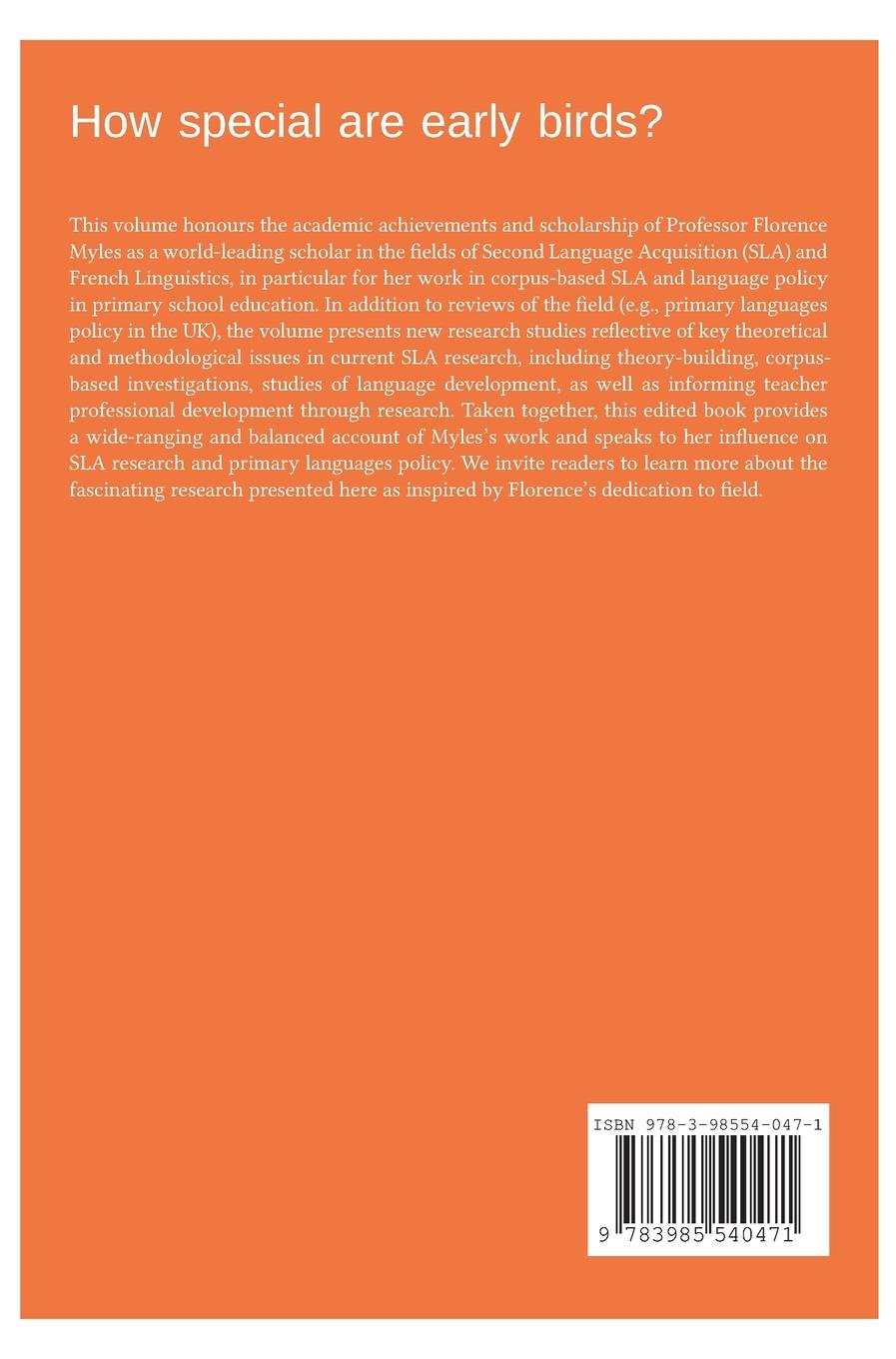 Rückseitencover How special are early birds? Foreign language teaching and learning