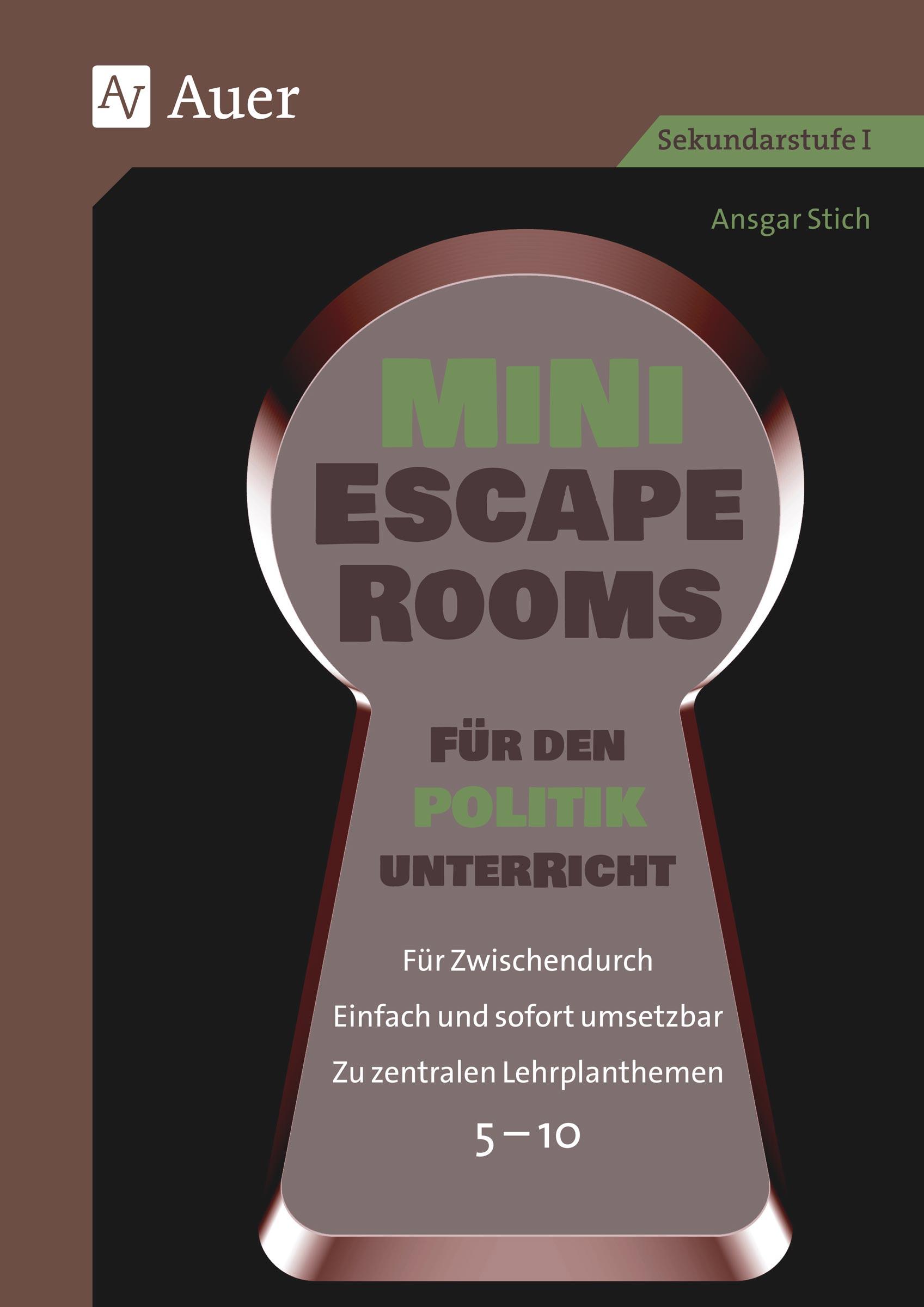 Vorderes Coverbild Mini-Escape Rooms für den Politikunterricht