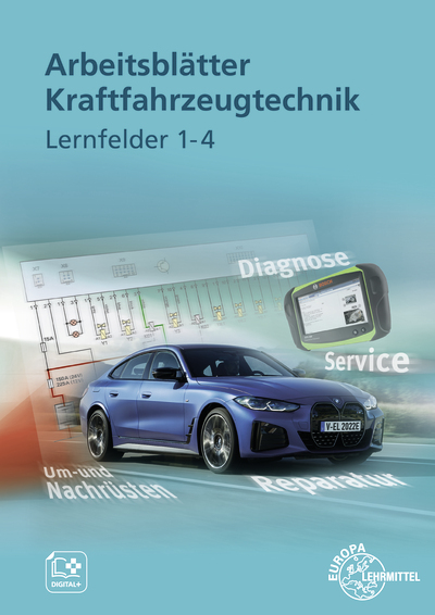 Vorderes Coverbild Arbeitsblätter Kraftfahrzeugtechnik Lernfelder 1-4
