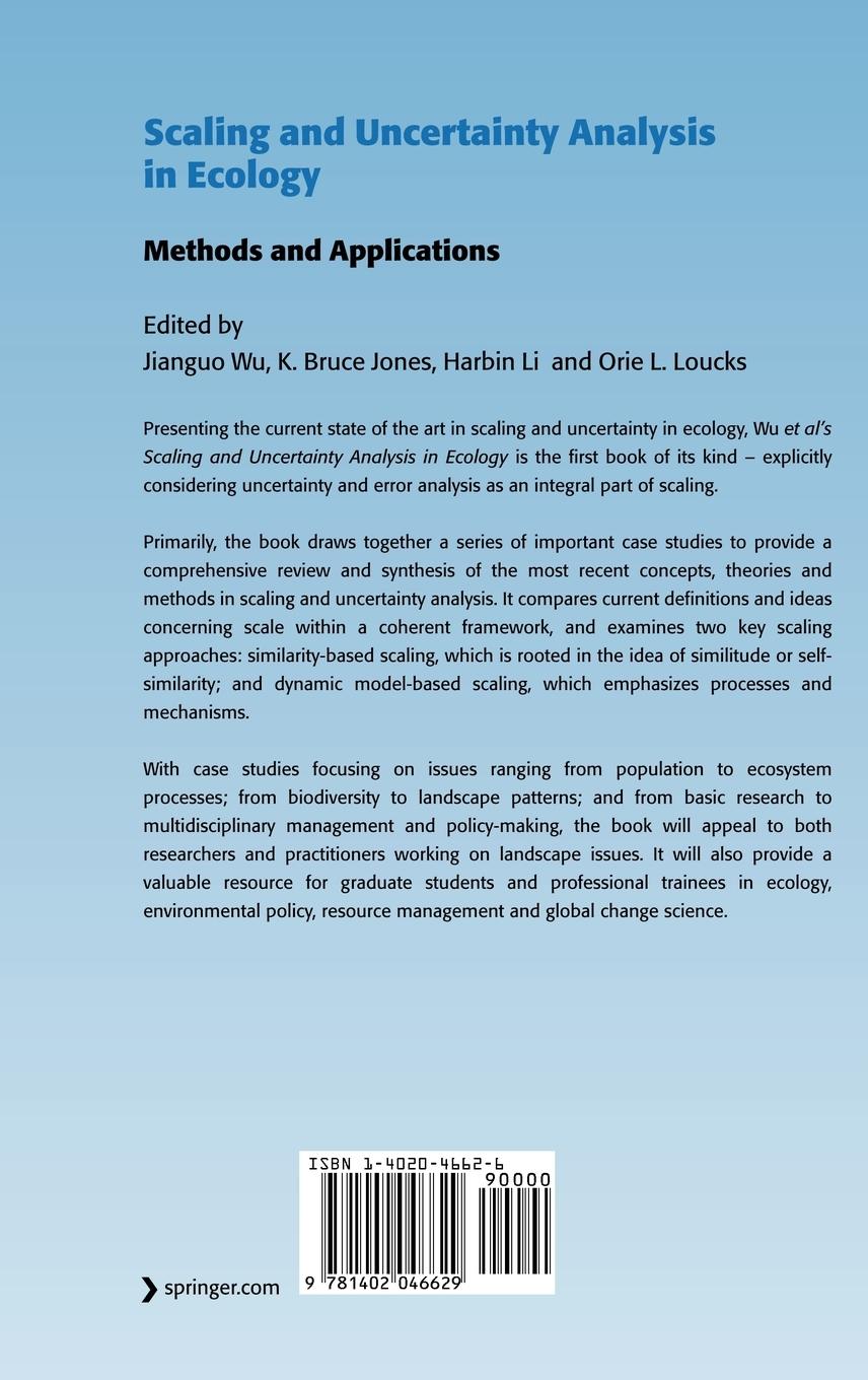 Rückseitencover Scaling and Uncertainty Analysis in Ecology