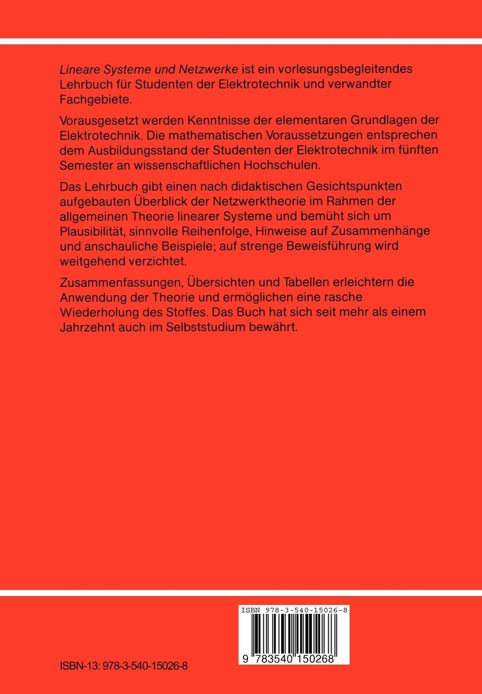 Rückseitencover Lineare Systeme und Netzwerke