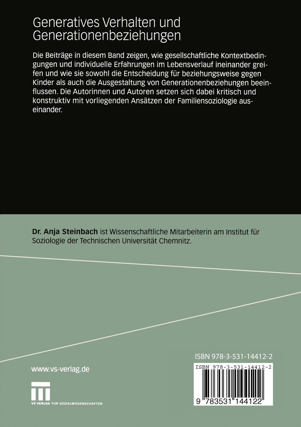 Rückseitencover Generatives Verhalten und Generationenbeziehungen