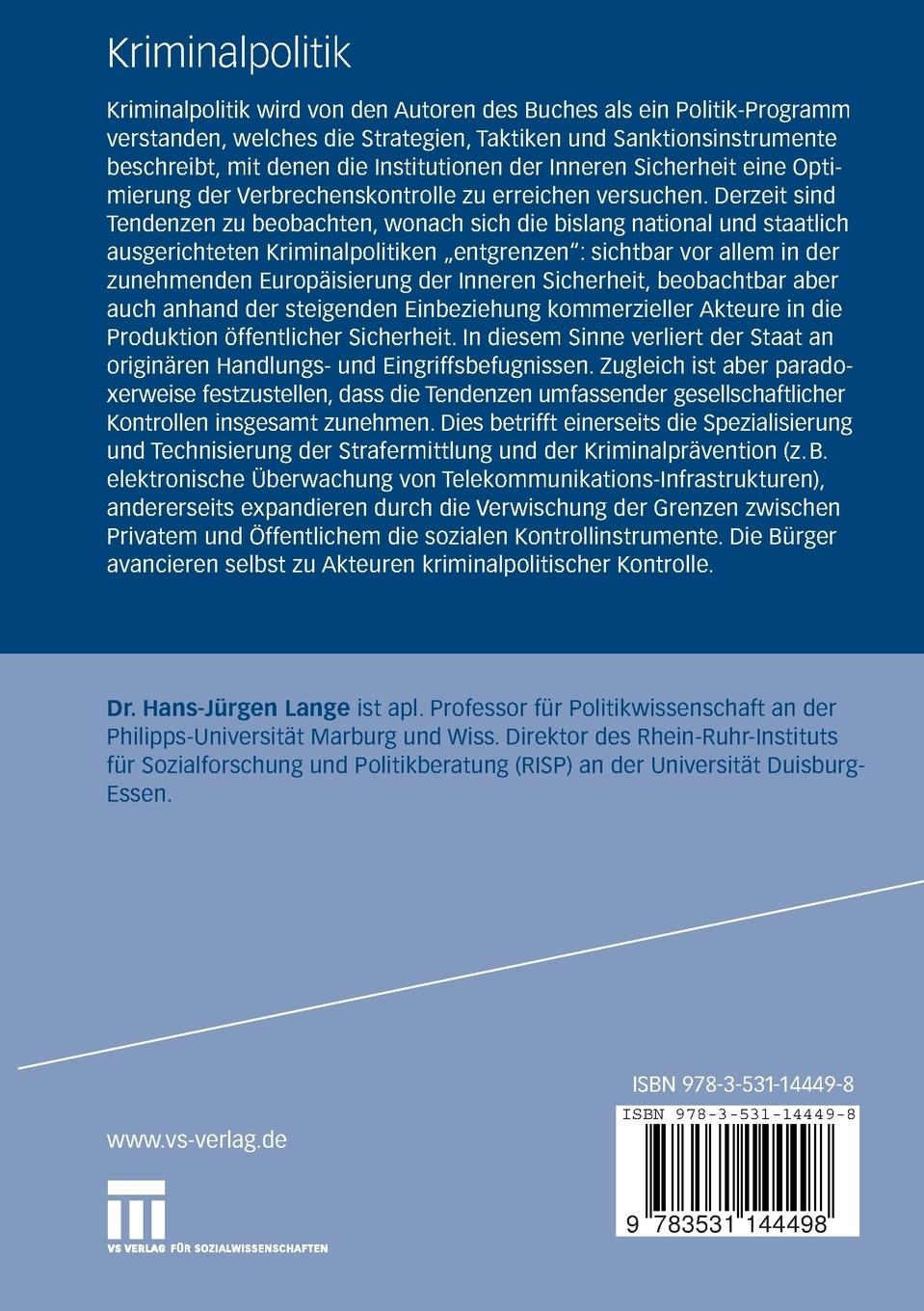 Rückseitencover Kriminalpolitik