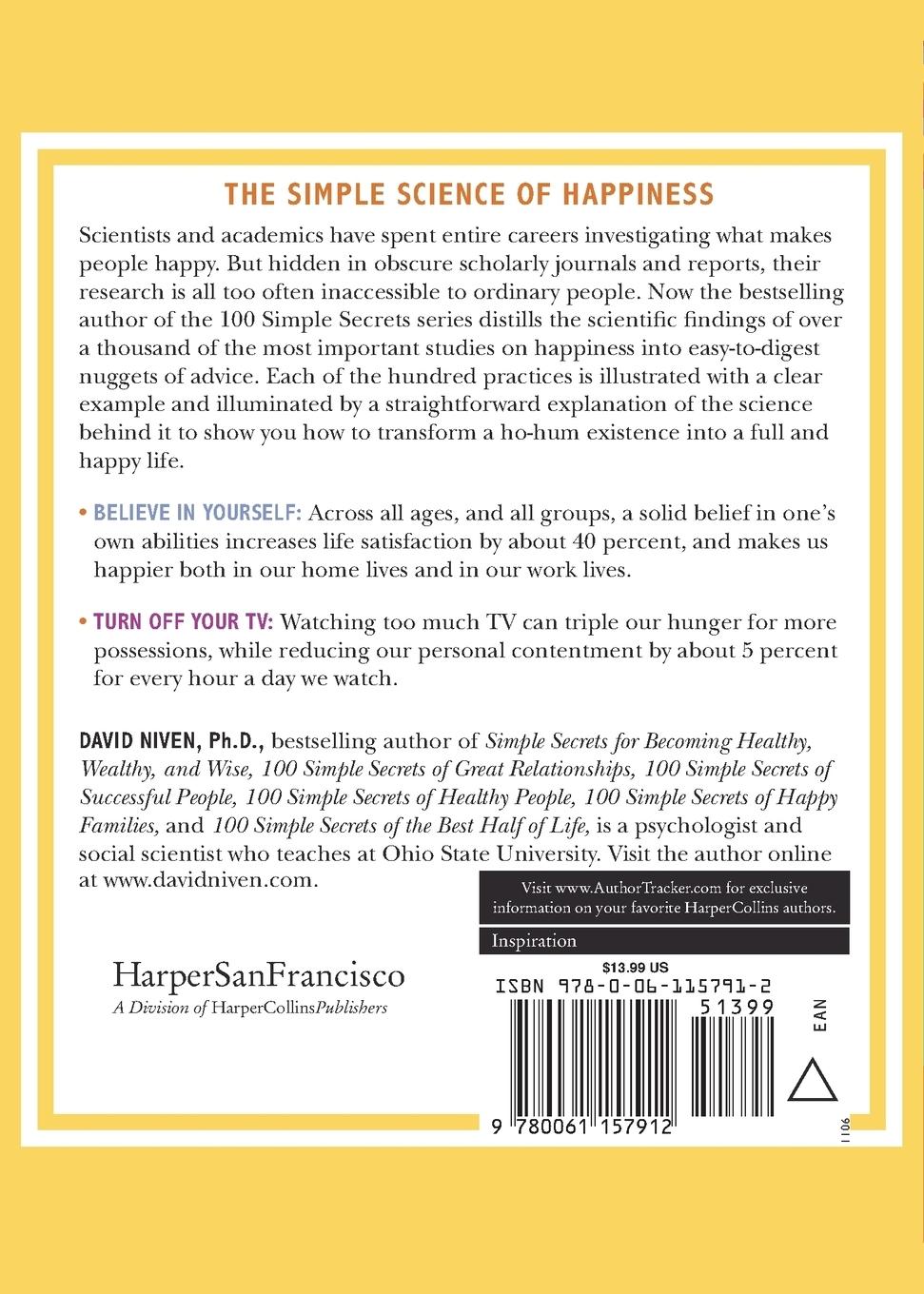 Rückseitencover 100 Simple Secrets of Happy People
