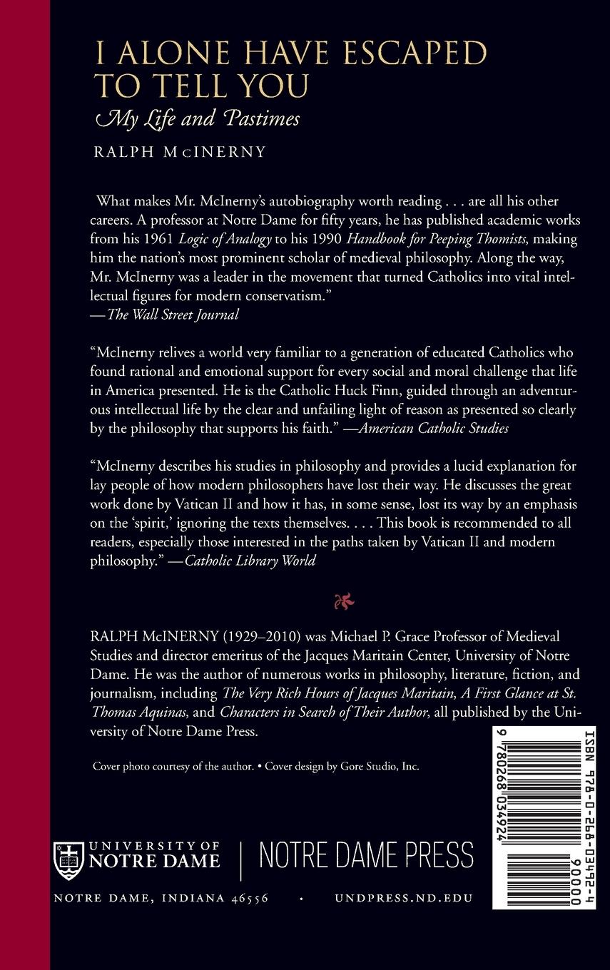 Rückseitencover I Alone Have Escaped to Tell You