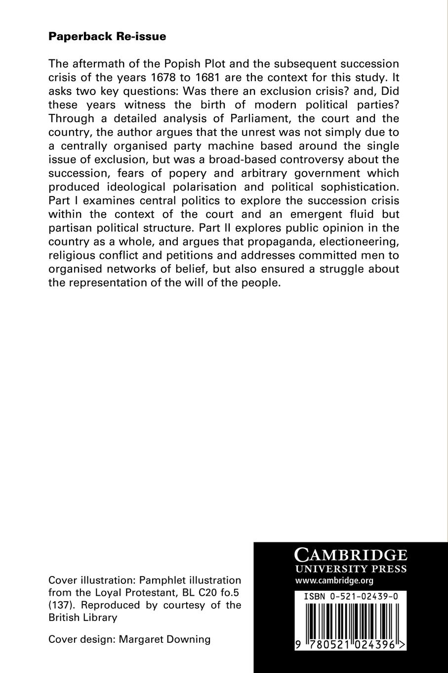 Rückseitencover Politics and Opinion in Crisis, 1678 81